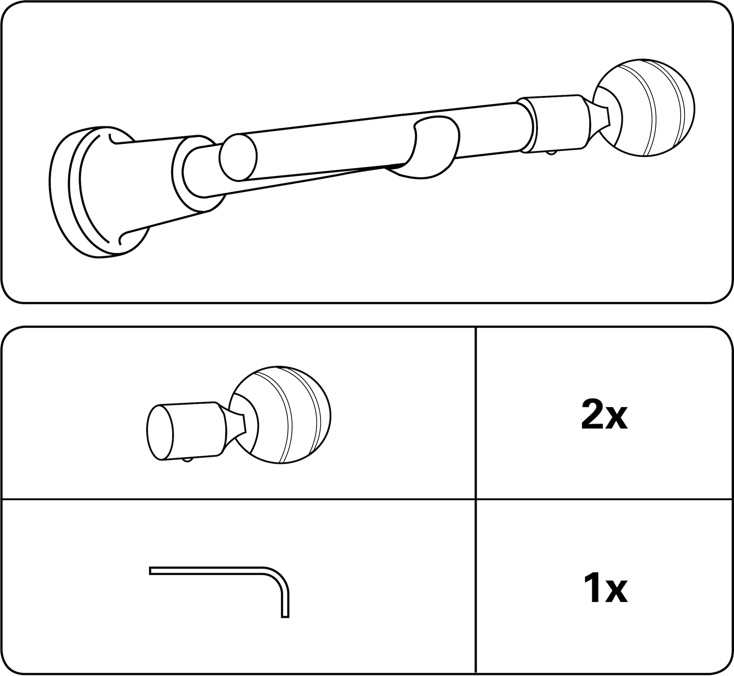 GARDINIA Gardinenstangen-Endstück »Kugel«, (Set, 2 St.), Serie Gardinenstangen-Set Ally Ø 19 mm