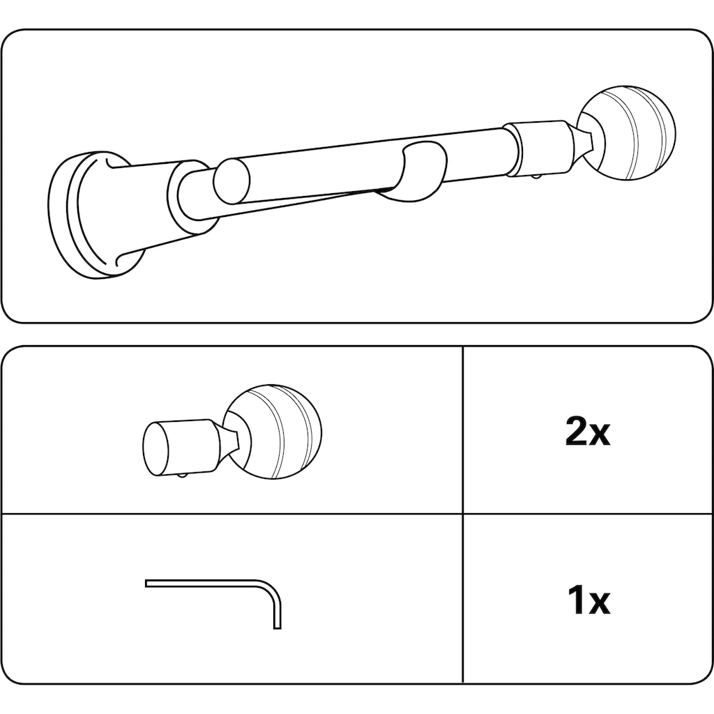 GARDINIA Gardinenstangen-Endstück »Endstück Kugel«, (Set, 2 St.)