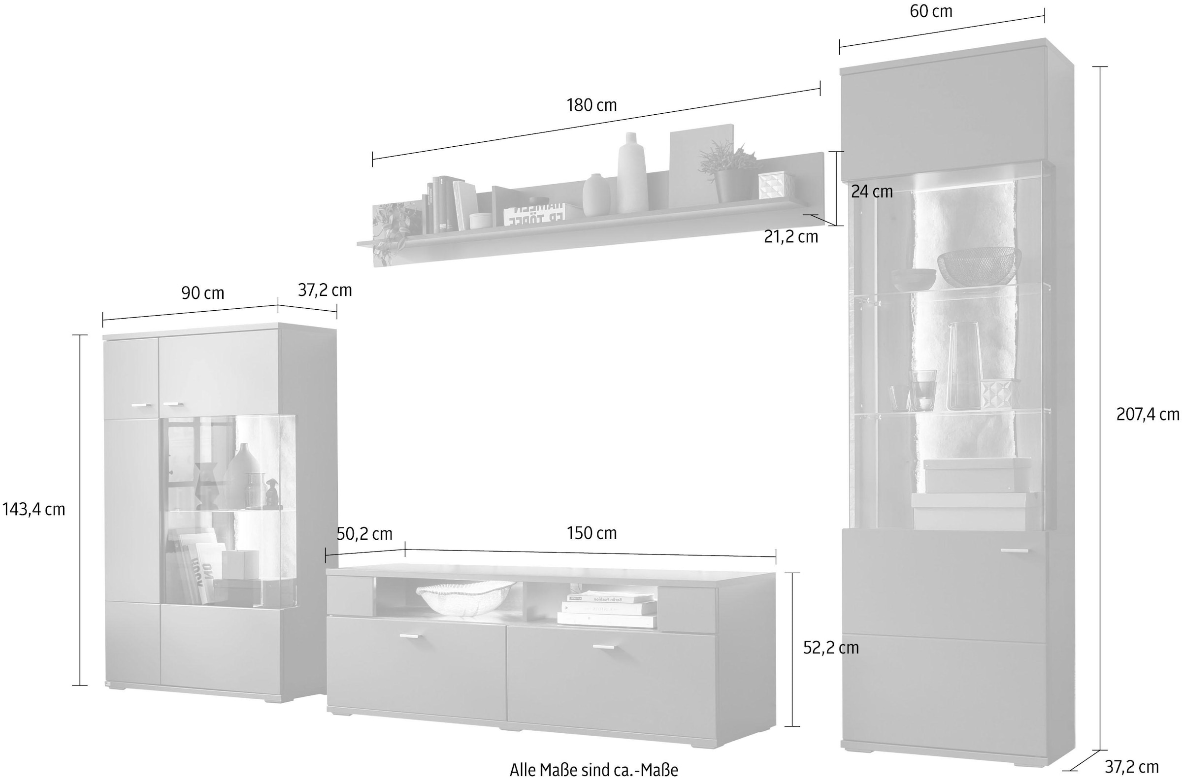 set one by Musterring Wohnwand »TACOMA«, (Set, 4 St.), Typ 52, mit Wandboard