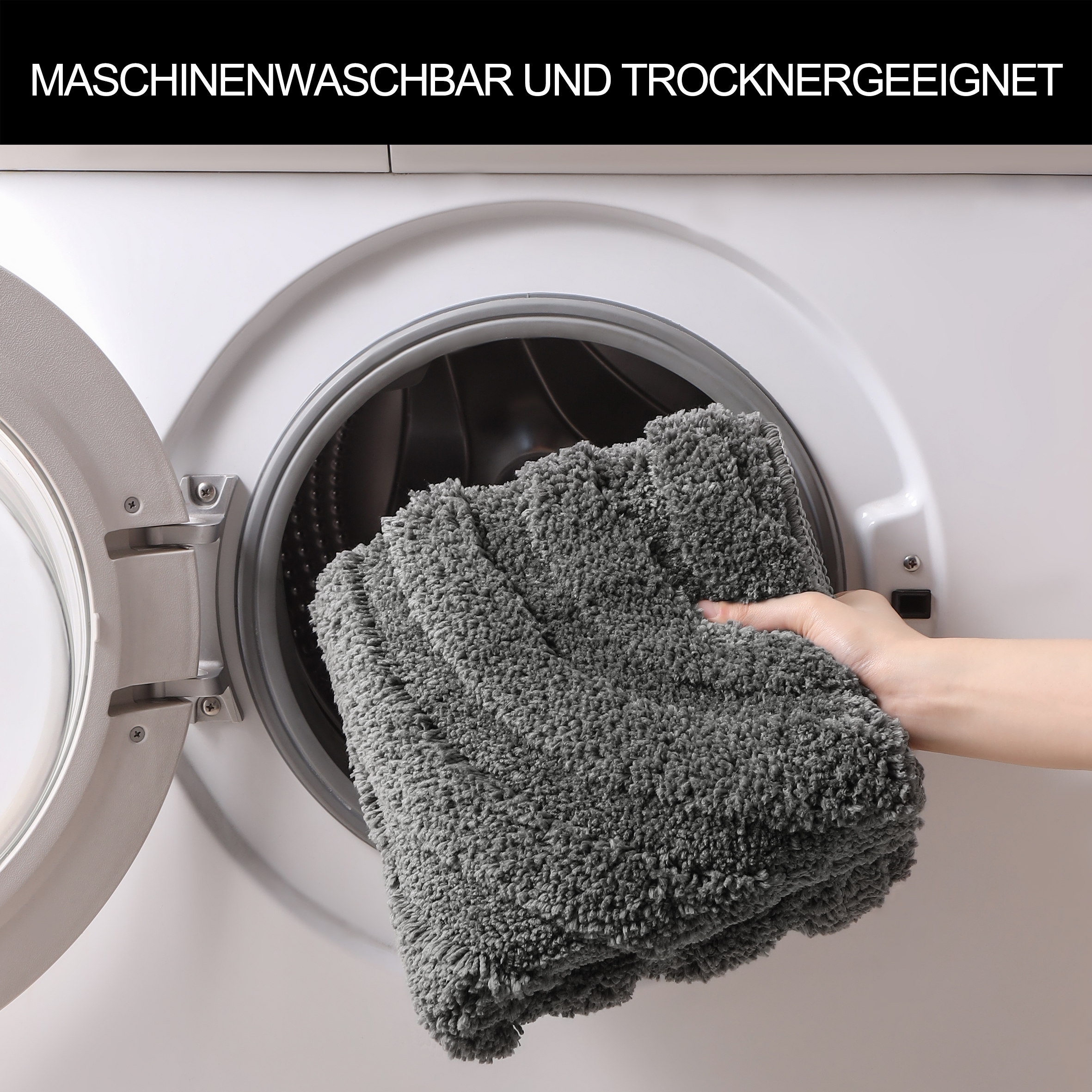 my home Badematte »Sanremo Scandi, Badvorleger, Badezimmer Teppich, Duschvorleger« Höhe 20 mm rutschhemmend beschichtet strapazierfähig Badteppich, Uni Farben, Hoch-Tief-Effekt, modernes Muster, Boho