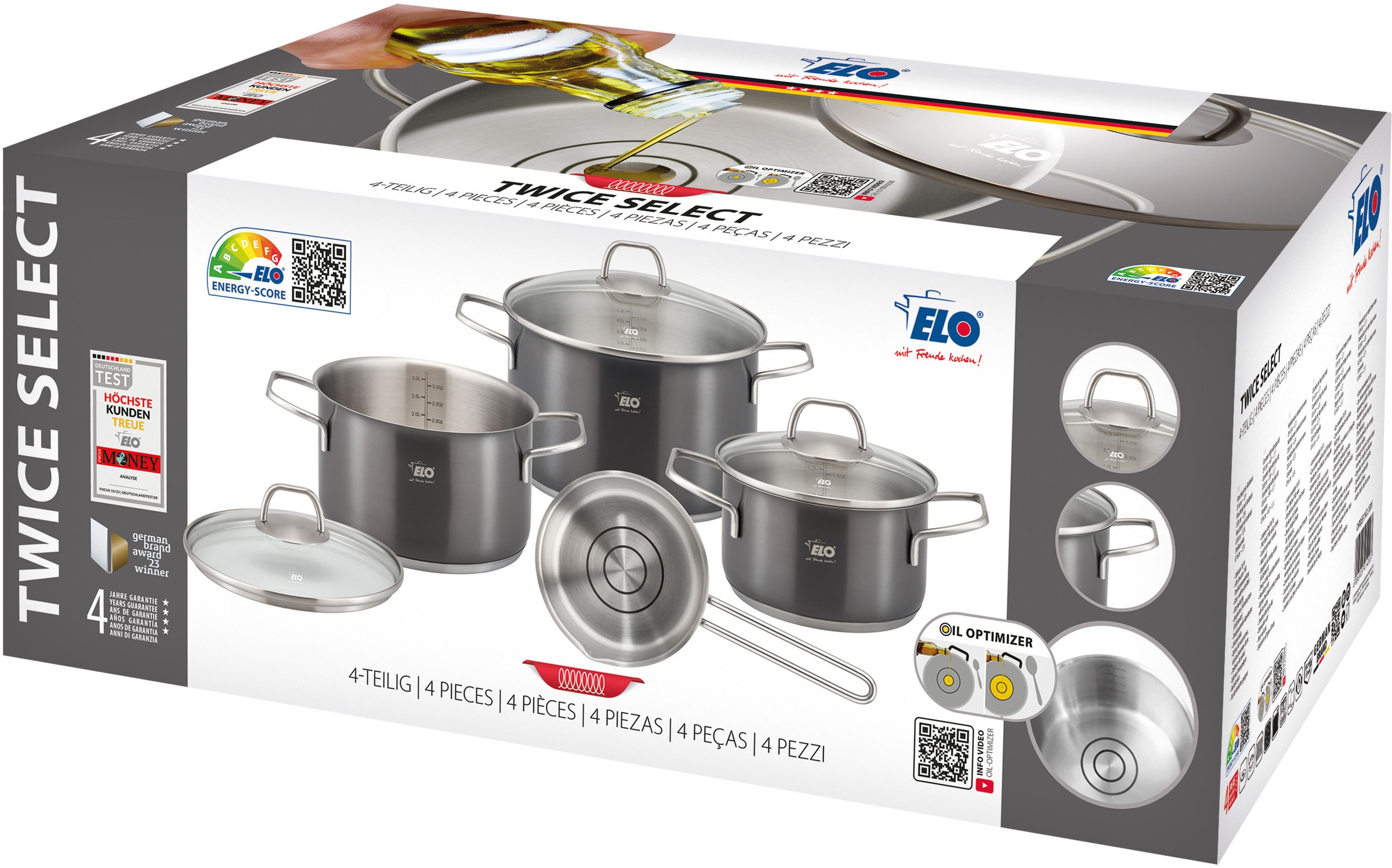 Elo Topf-Set »Twice Select Topfset 6-teilig« Set, 6 Stk. tlg. Edelstahl 18/10