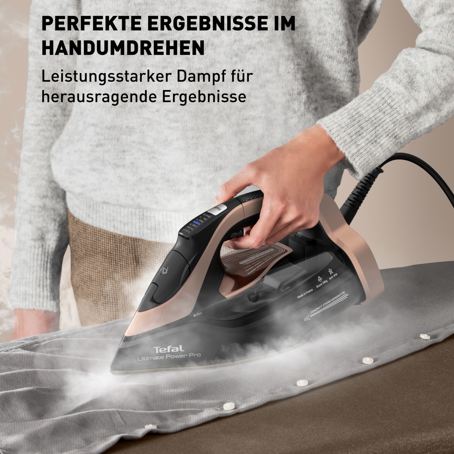 Tefal Dampfbügeleisen »FV9E50 Ultimate Power Pro« 3200 W 85 g/Min. kontin. Dampfabgabe, 300 g/Min. Dampfstoß, selbstreinigend