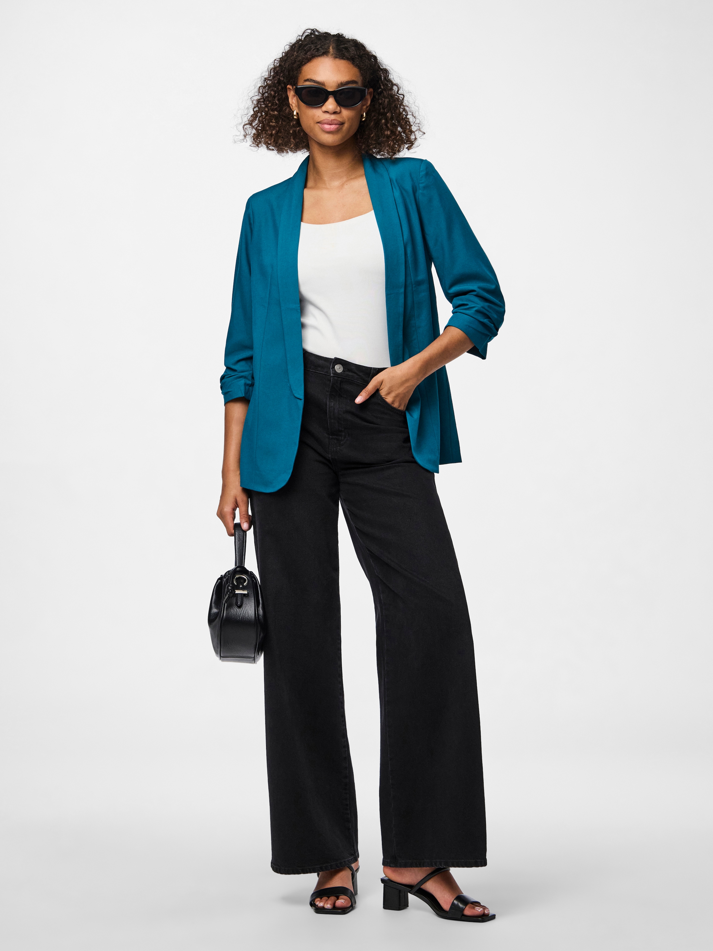 pieces Blusenblazer »PCBOSELLA 3/4 BLAZER NOOS« Materialmix, regular fit