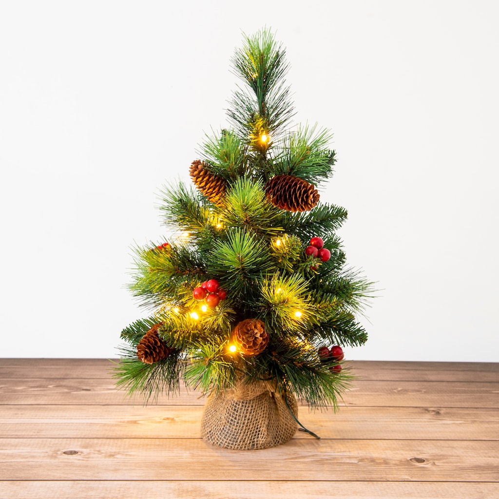 näve LED-Leuchtzweig »LED-Weihnachtsbaum mit Beeren und Tannenzapfen, H.45cm, Weihnachtsdeko«