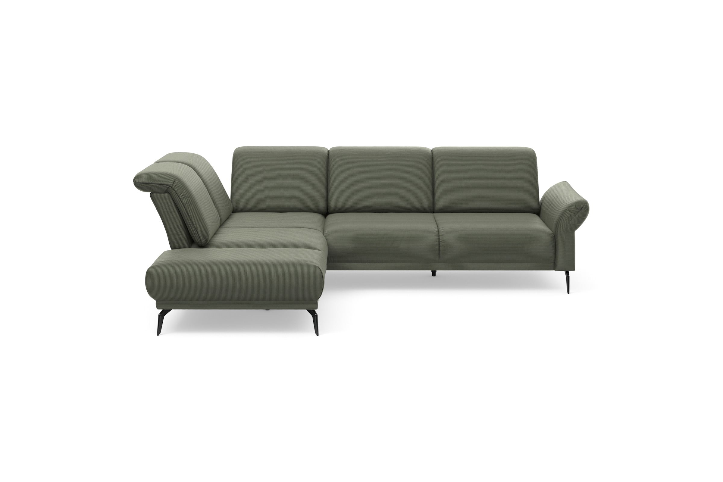 INOSIGN Ecksofa »Coco L-Form«, Sitztiefen-, Arm- und Kopfteilverstellung, Cord-Bezug, Fußhöhe 15 cm