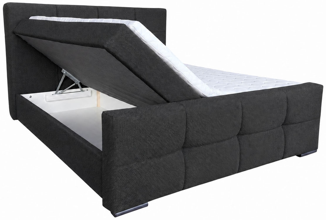 OTTO home Boxbett »FIETTE, Polsterbett mit Bettkasten, inkl. Taschenfederkernmatratze H3« inkl. Kaltschaumtopper, Strukturstoff-Bezug, Liegefläche 180x200 cm