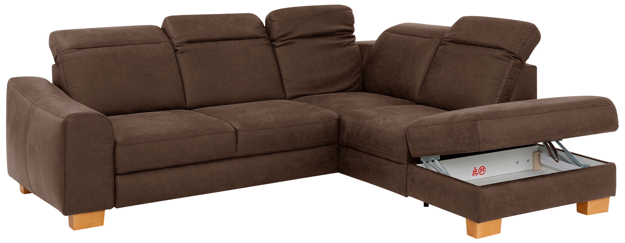 Home affaire Ecksofa »Dundee L-Form«, wahlweise mit Kopfteilverstellung und zusätzlich mit Bettfunktion