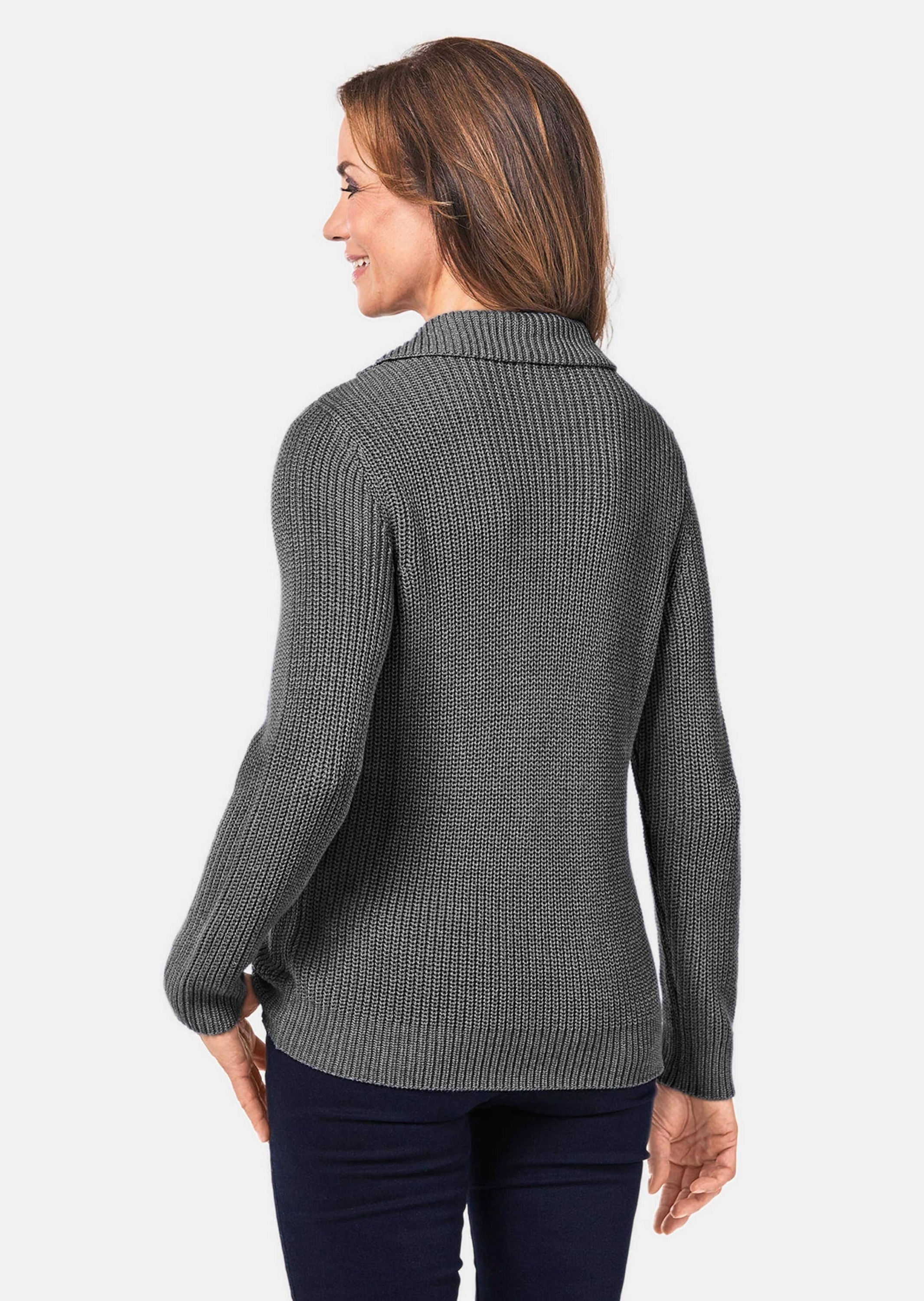 GOLDNER Strickpullover »Sportiver Troyer mit Baumwollanteil«
