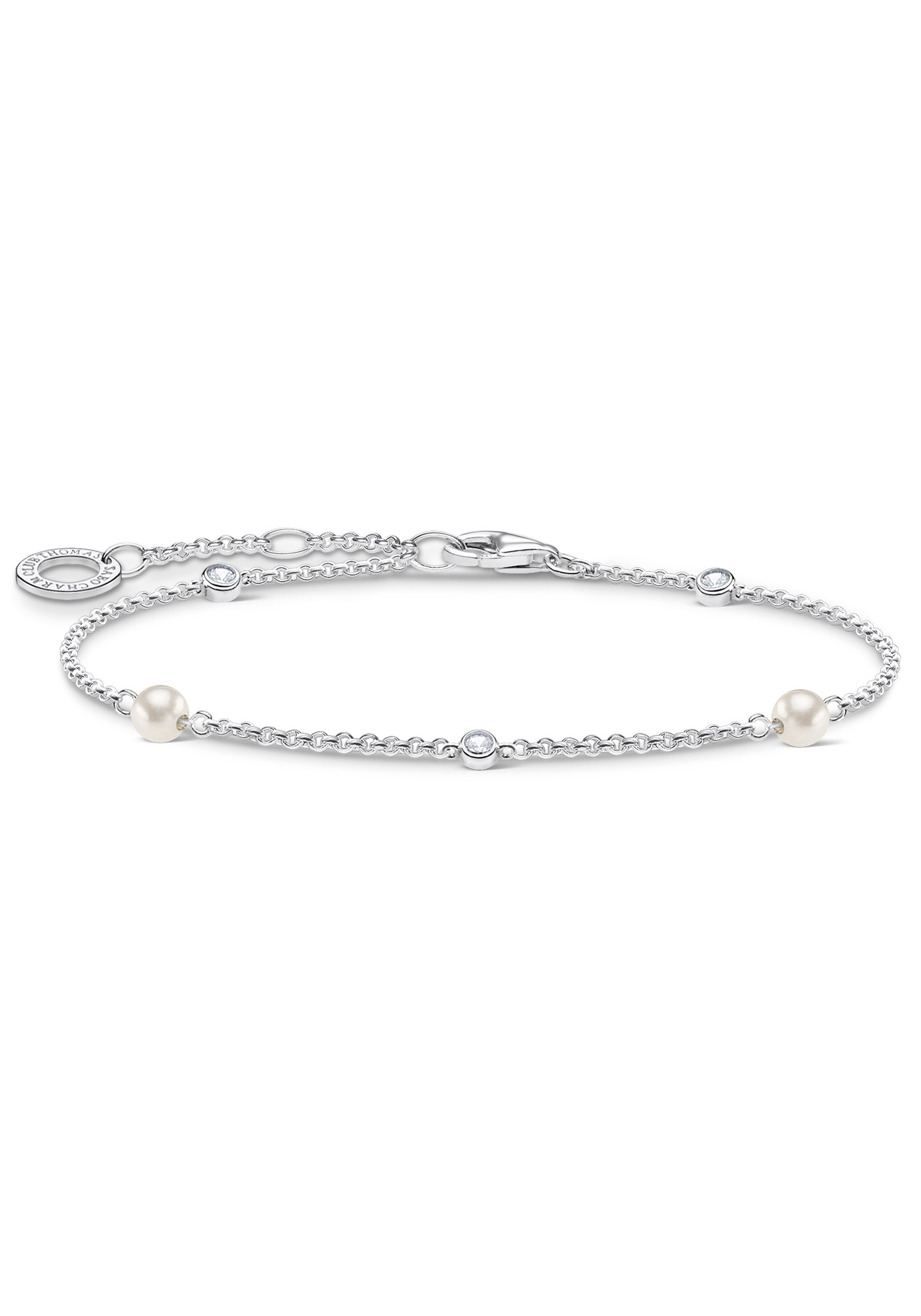 THOMAS SABO Silberarmband »weißer Stein, A1989-167-14-L19v«, mit Zirkonia und Süßwasserzuchtperlen