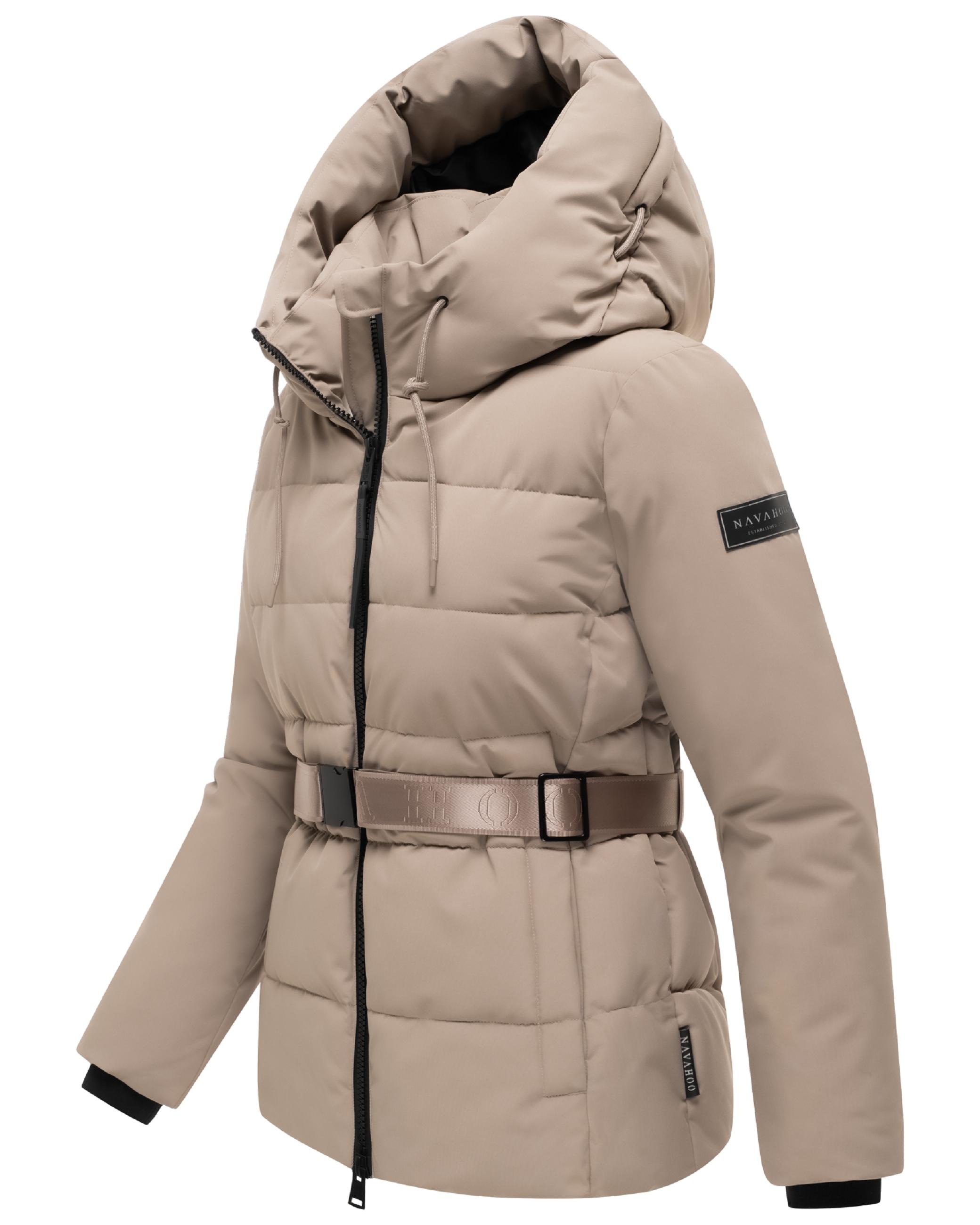 Navahoo Steppjacke »Steppjacke Wattewunder XIV« mit Kapuze Damen Winterjacke mit Taillengürtel