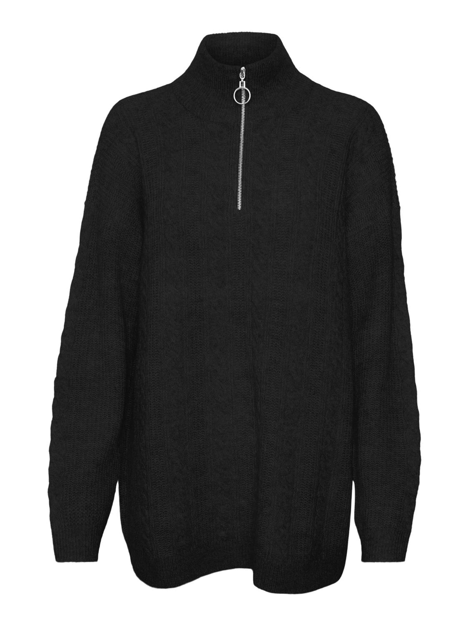 Vero Moda Stehkragenpullover »VMMILI LS HIGHNK LONG ZIP PULLOVE GA BOO«, mit geripptem Strickmuster