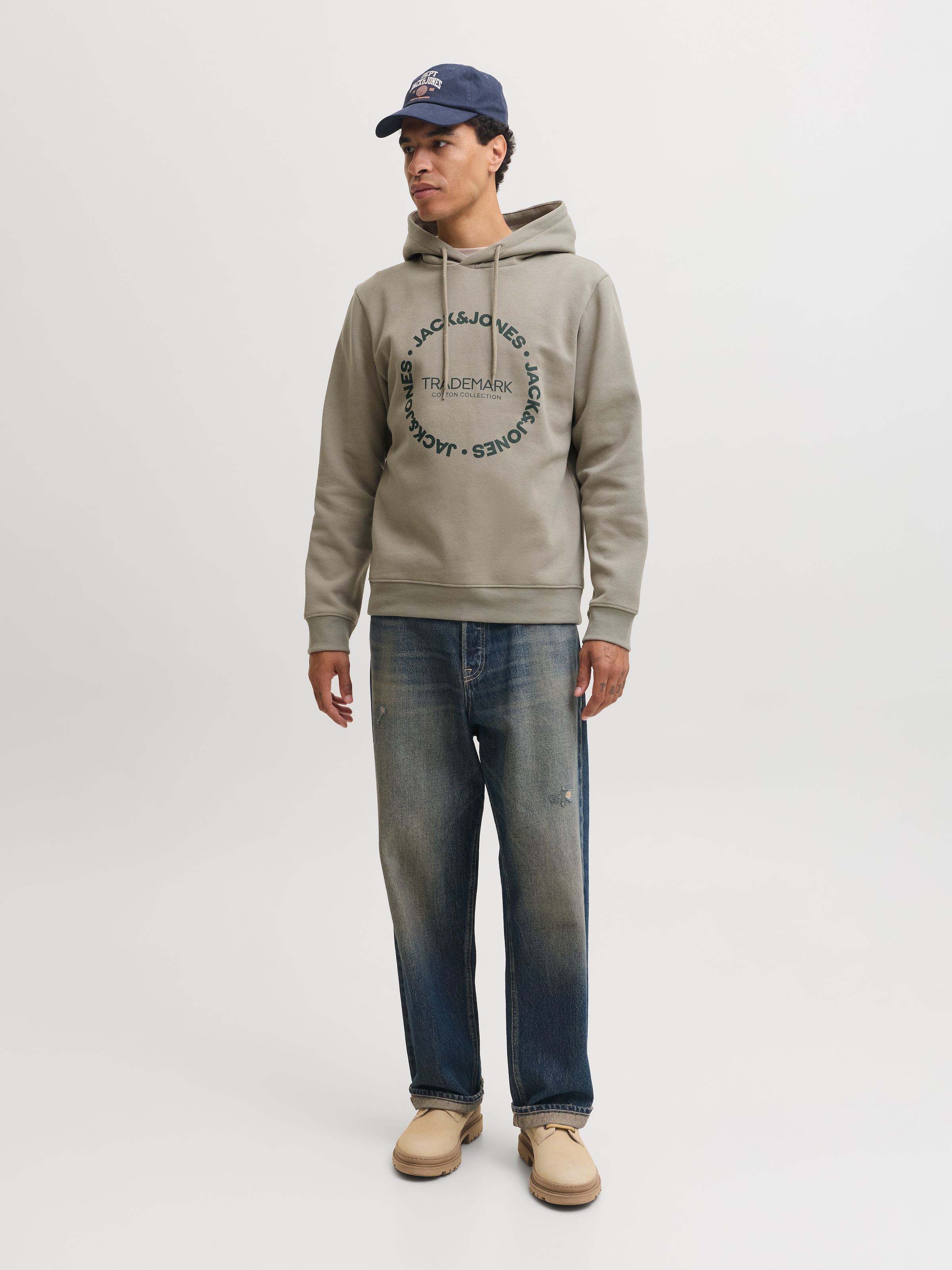Jack & Jones Kapuzensweatshirt »JJBENSON SWEAT HOOD«, Materialmix, regular fit
