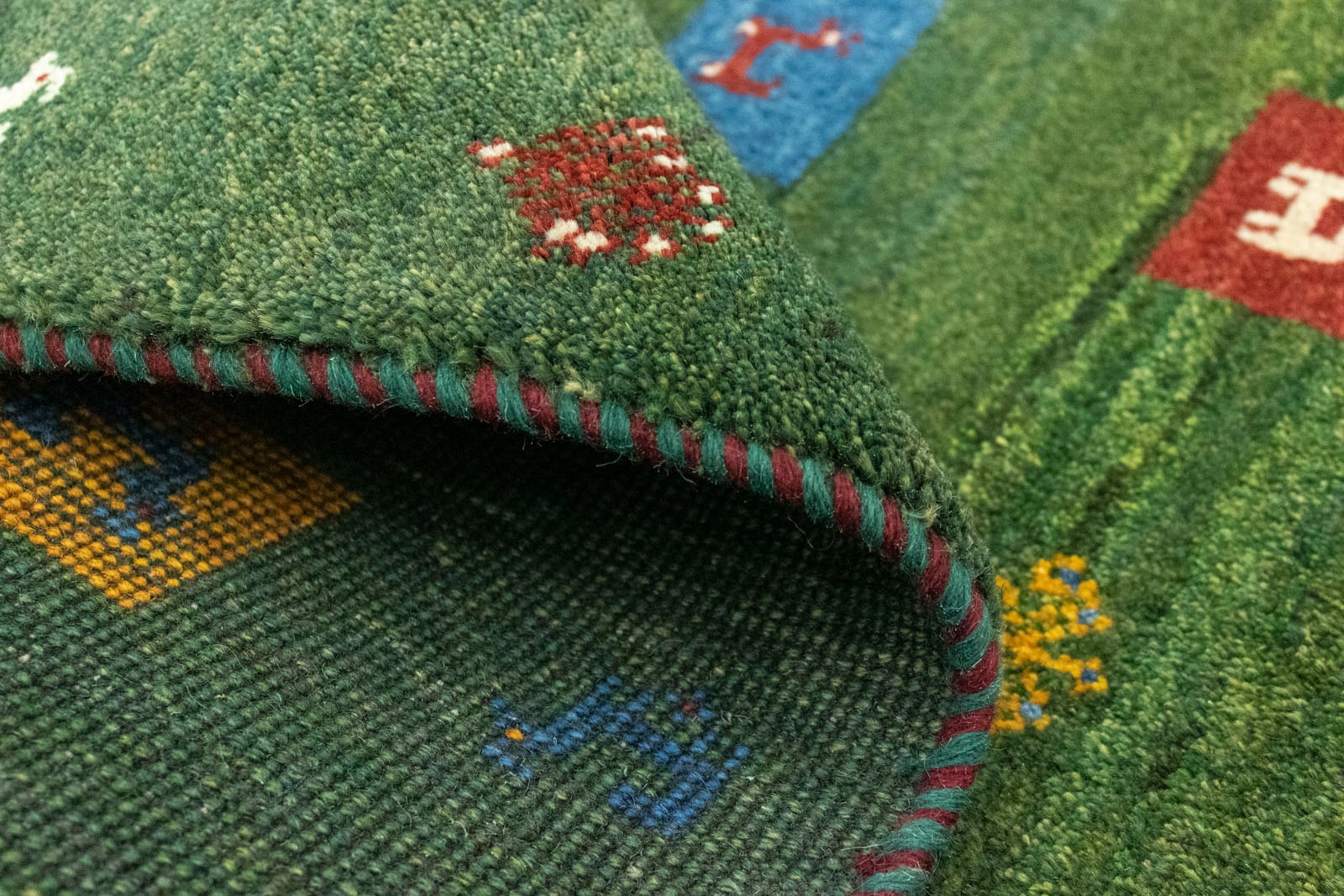 morgenland Wollteppich »Gabbeh Teppich handgeknüpft handgeknüpft OTTO kaufen bei grün«, rechteckig