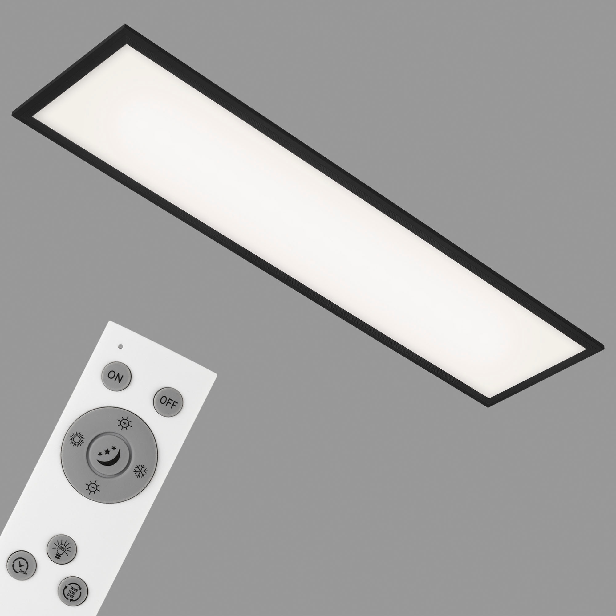 Briloner Leuchten LED Panel »7167015 Piatto«, Deckenlampe, 100x25x6cm, Schwarz, 24W, Wohnzimmer, Schlafzimmer, Flur