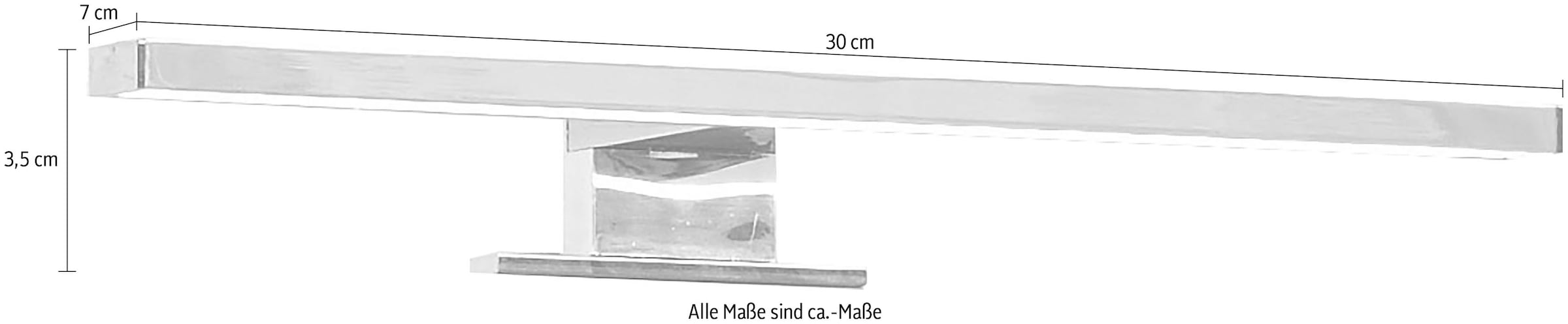 Saphir LED Spiegelleuchte »Quickset LED-Aufsatzleuchte für Spiegel o. Spiegelschrank, Chrom Glanz«, Badlampe 30 cm breit, Lichtfarbe kaltweiß, Kunststoff, 480 LM, 6500K