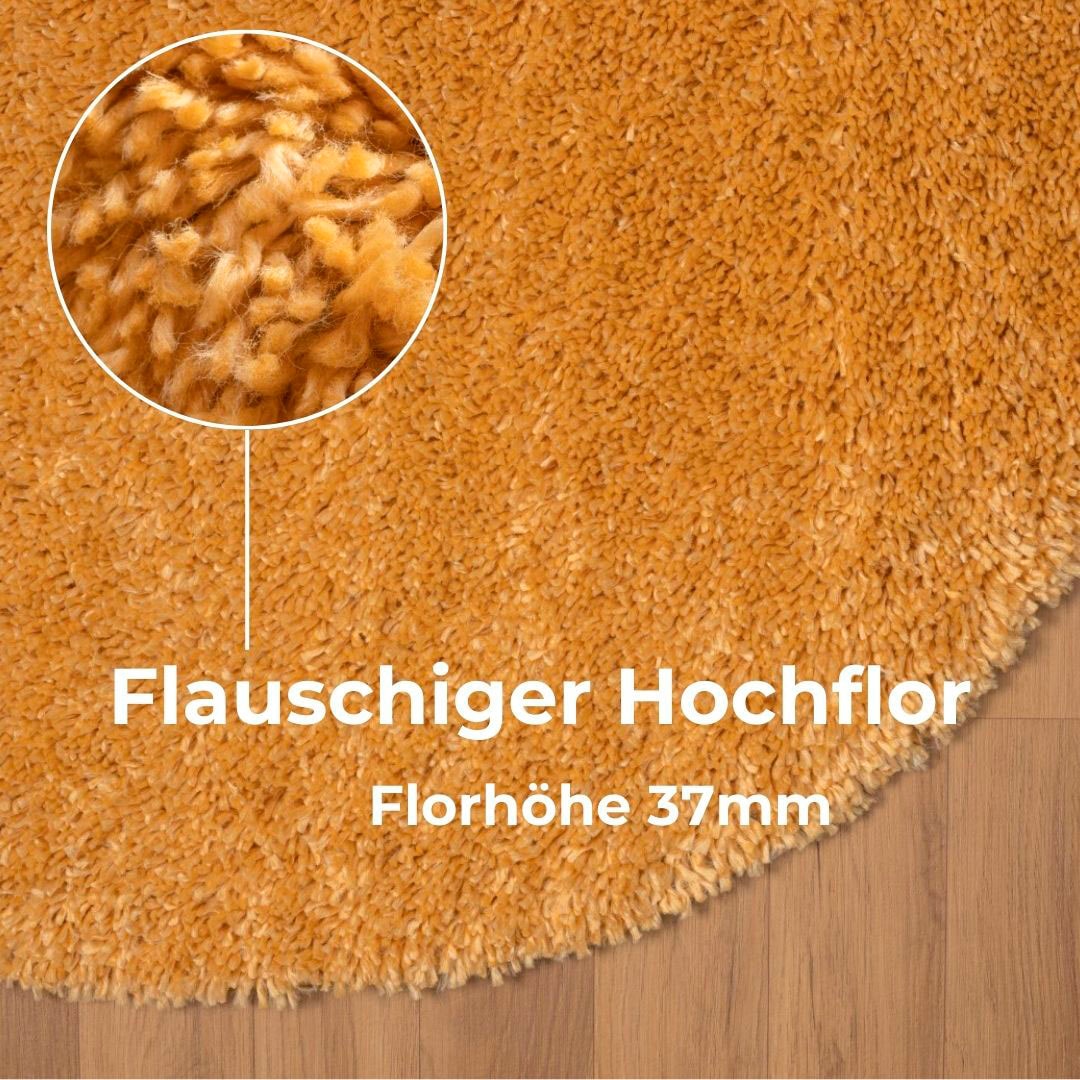 my home Hochflor-Teppich »Banji«, rund, 37 mm Höhe, Uni Farben, weich und flauschig, auch als rechteckig erhältlich
