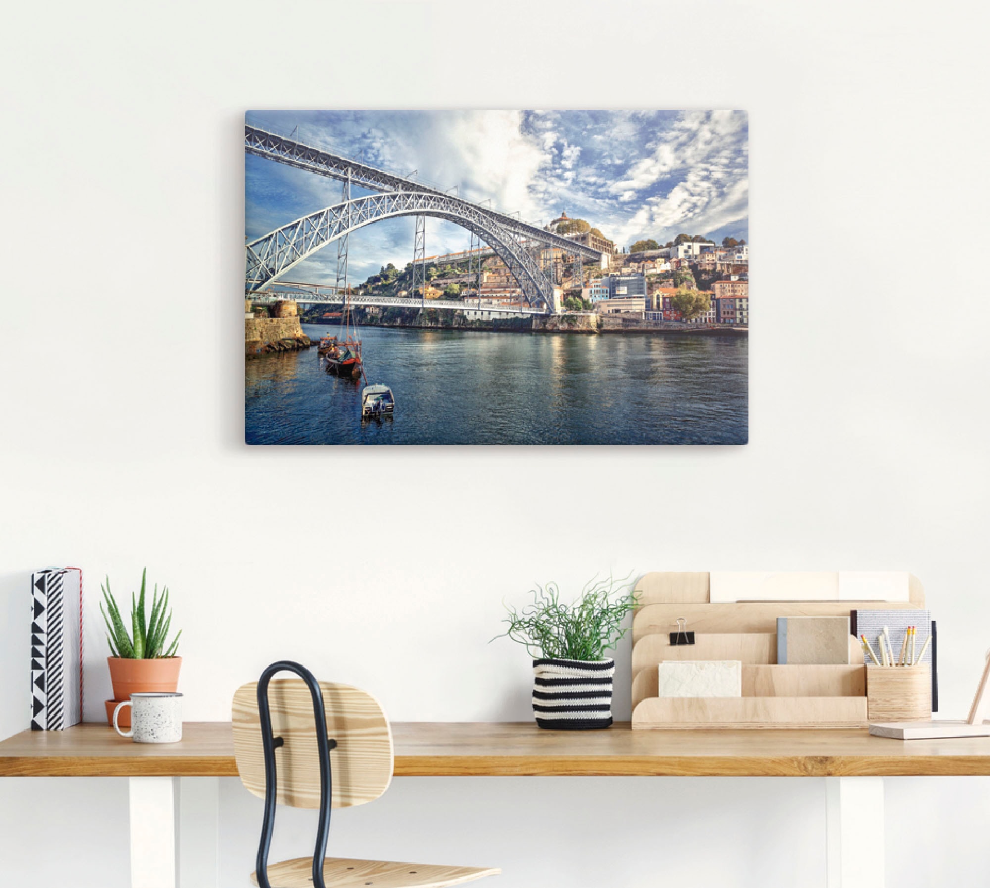Artland Leinwandbild »Panorama Porto mit Eiffel Brücke«, Brücken, (1 St.), auf Keilrahmen gespannt