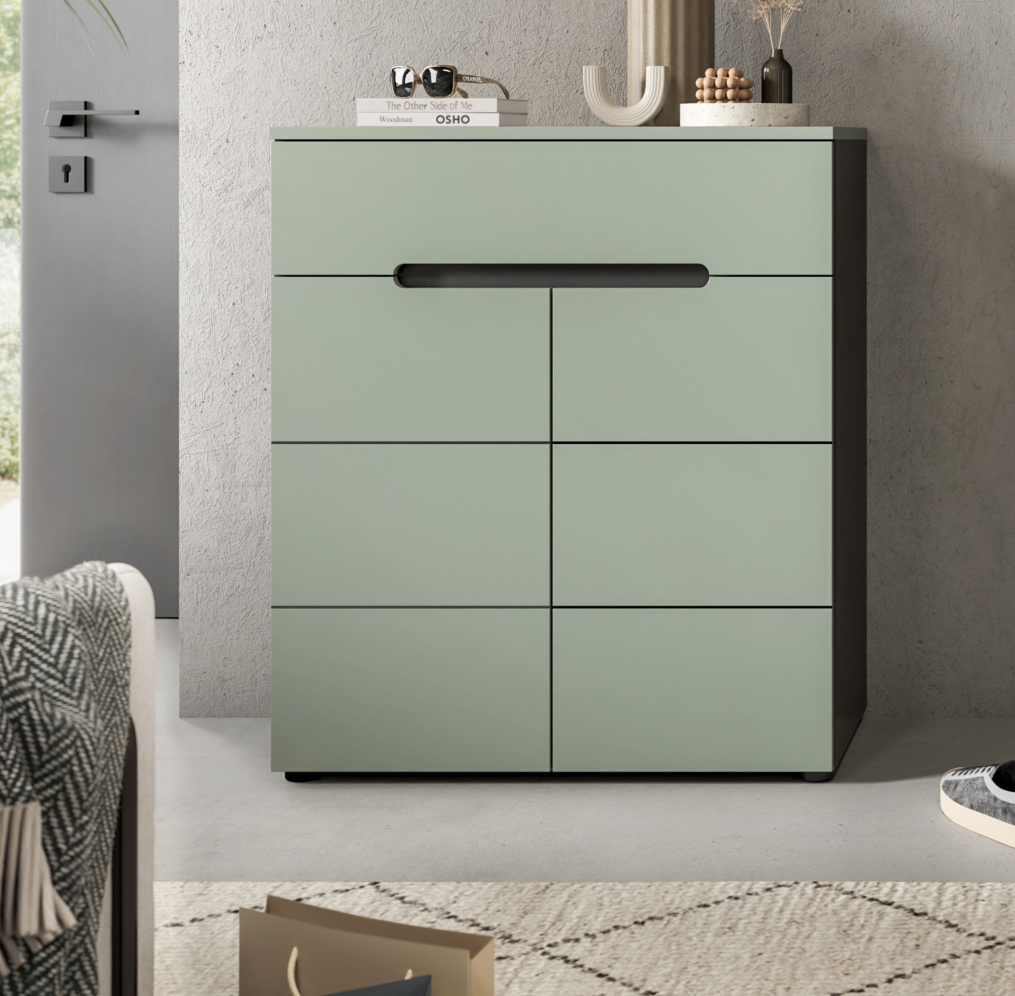 INOSIGN Schuhkommode »REHAT, TOPSELLER!, Breite 80cm, 2 Türen, 1 Schubkasten, 4 Fächer« in verschiedenen Farben erhältlich, Platz für ca. 12 Paar Schuhe, 1 Stk. tlg. Schuhschrank, Kommode, Garderobenschrank, Anrichte, Sideboard