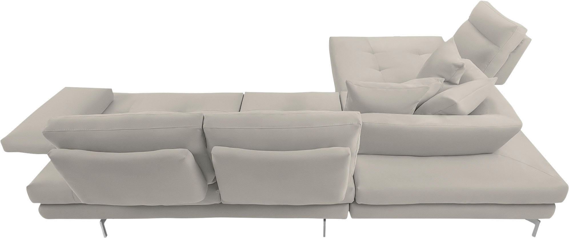 CALIA ITALIA Ecksofa »Toby Wing, L-Form, Designsofa mit sensationellem Sitzkomfort«, Sitztiefenverstell.,wahlw. mit Kissen-Set, Füße chrom glänzend
