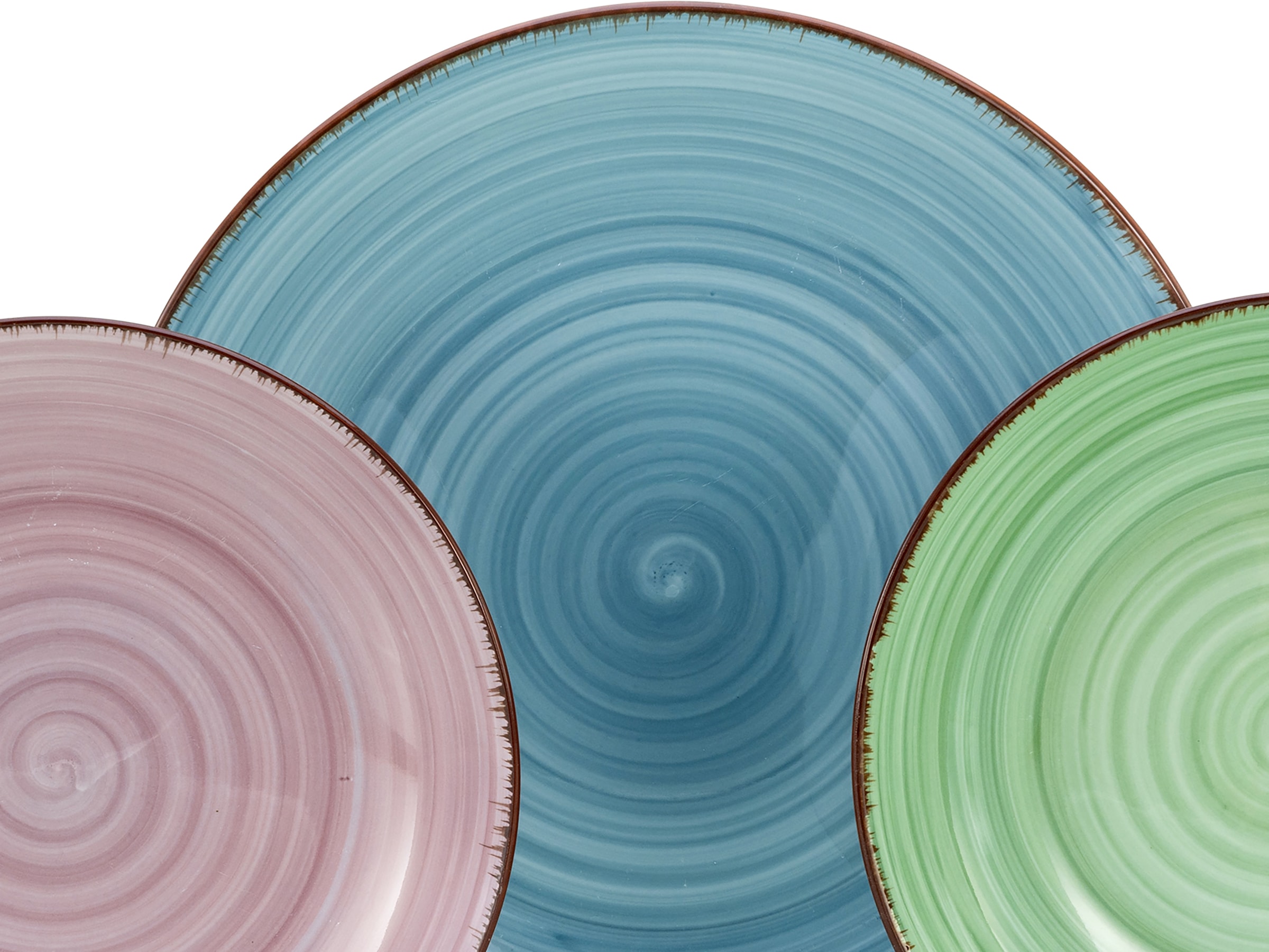 CreaTable Teller-Set »Samba Bunt, Tellerset 12 tlg« Handgemalter Spiraldekor