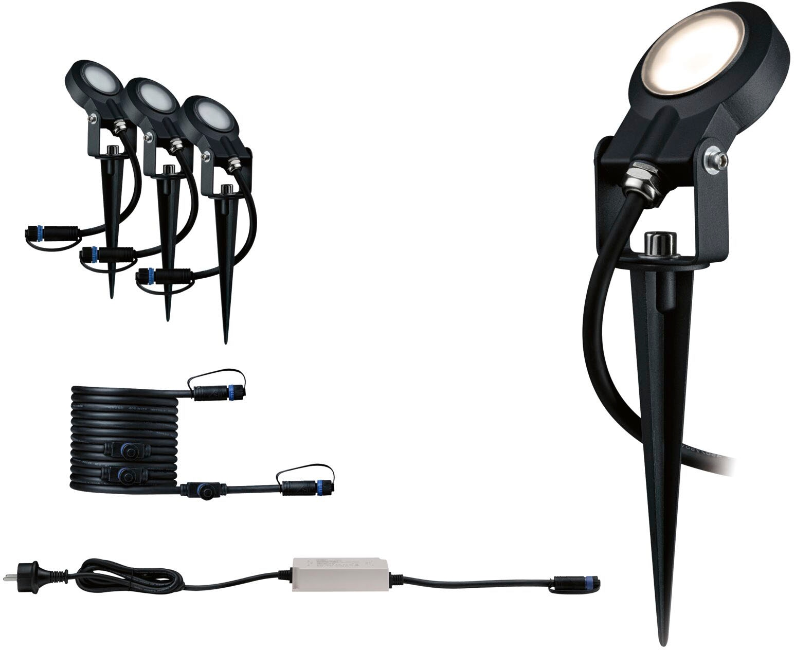 Paulmann LED Gartenstrahler »Plug & Shine«, 3 flammig, Leuchtmittel LED-Modul | LED fest integriert, LED-Modul, IP67, 3000K