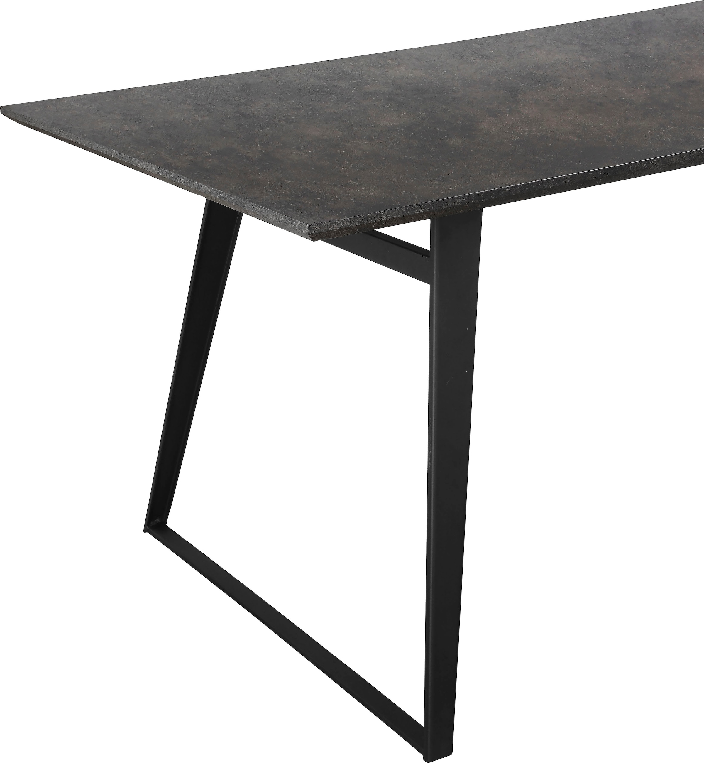 Places of Style Esstisch »Caivano«, (1 St.), mit Tischplatte in Beton Optik, Gestell aus Metall schwarz, Höhe 76 cm
