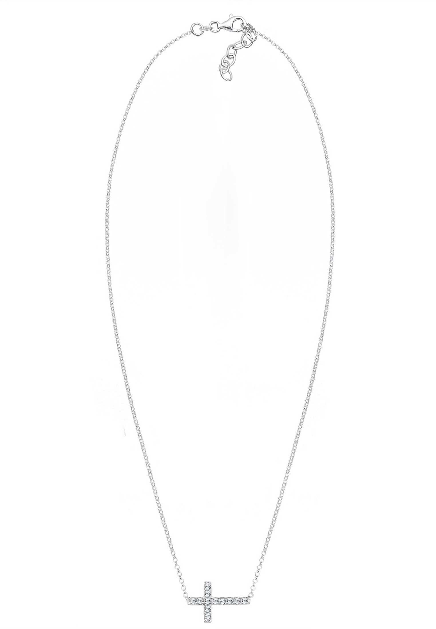 Elli Choker »Halskette Kreuz Glas Kristalle Weiß 925 Sterling Silber«