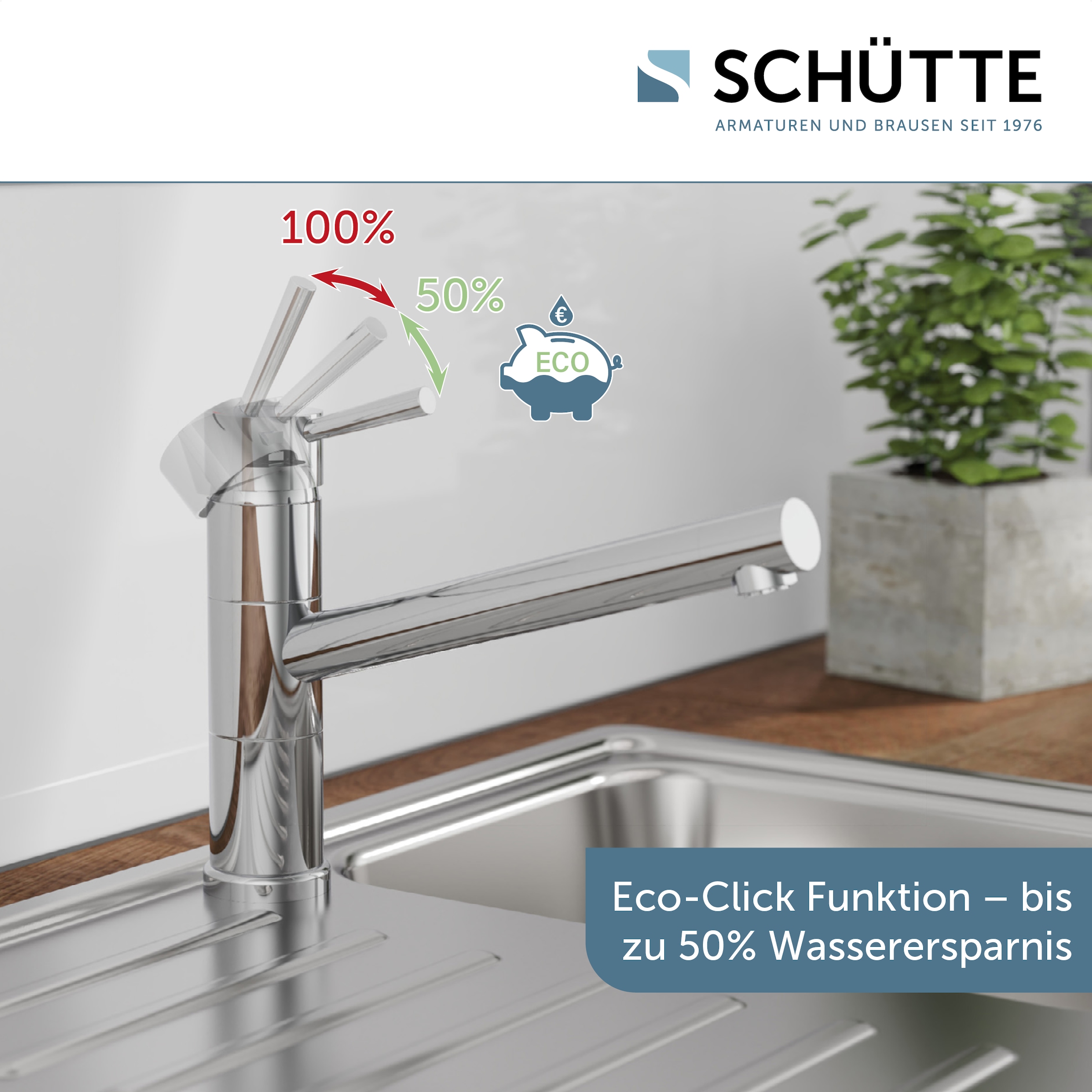 Schütte Spültischarmatur »UNICORN« Niederdruck Armatur Küche, 150° schwenkbar, Verbrühschutz Chrom