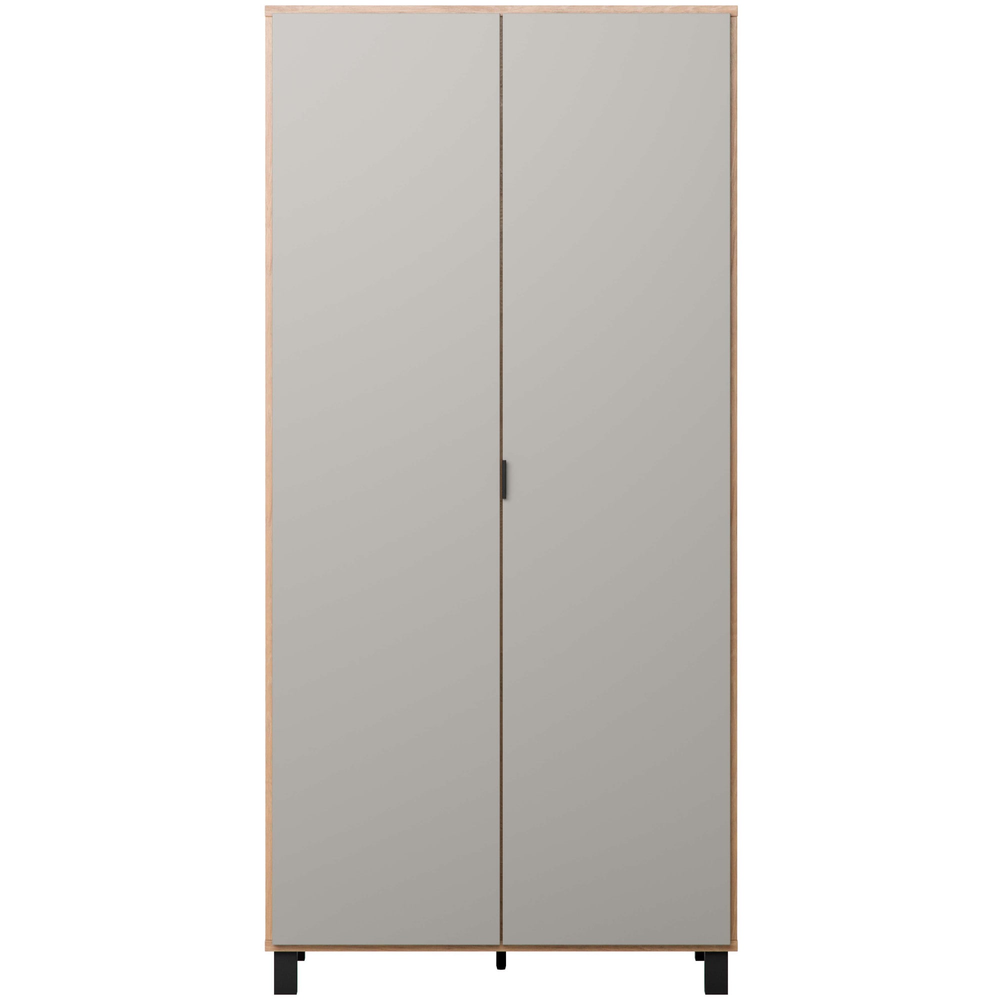 VOX Kleiderschrank »SIMPLE , Wäscheschrank mit 5 Einlegeböden und 2 Kleiderstangen« B/H/T ca. 93/186/57cm,  mit 2 Drehtüren und schwarzen Griffen, Maße B/T/H: 92,5/57/189,5 cm