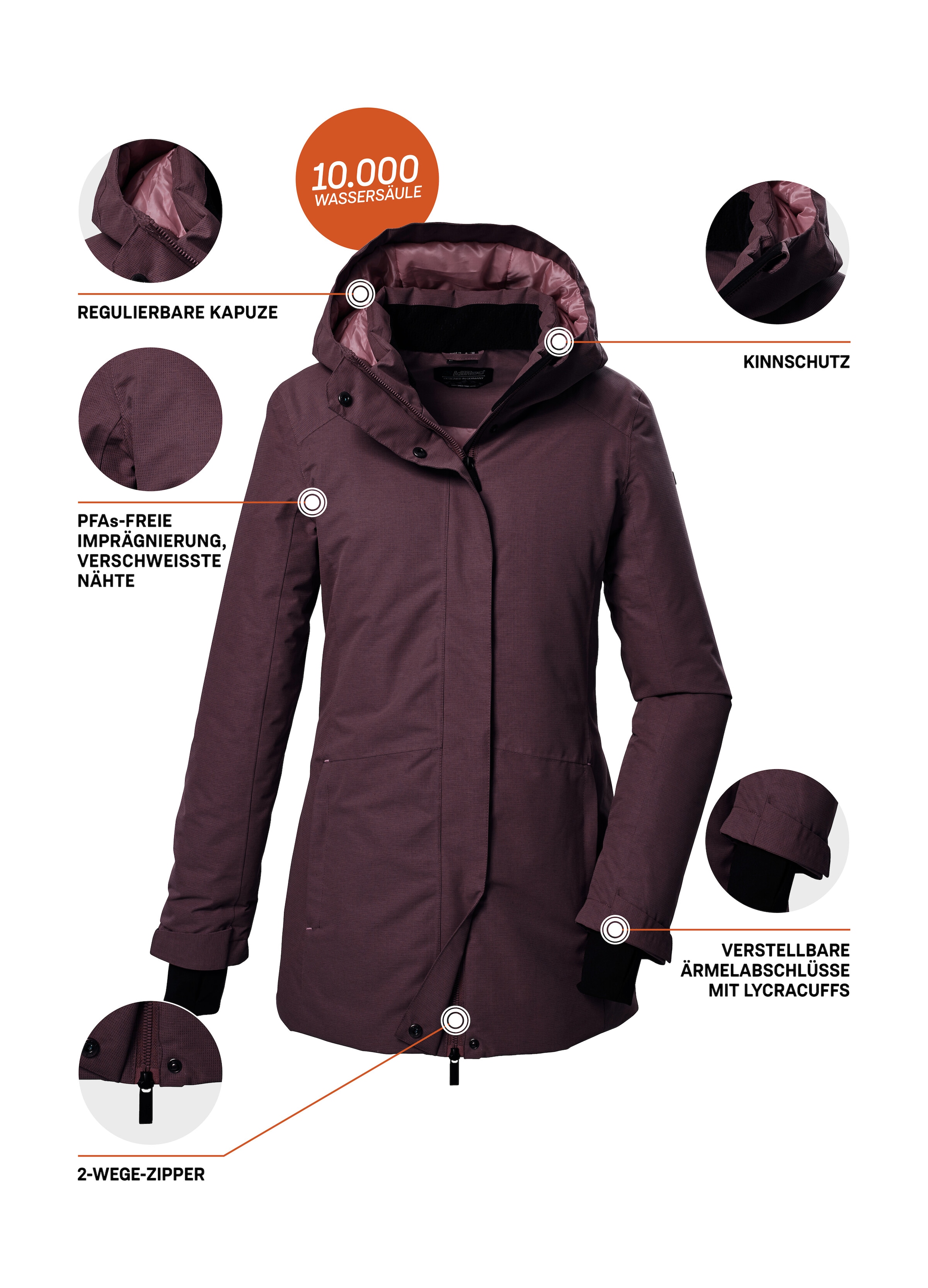 Killtec Parka »KOW 93 WMN PKR«, Wasser- und winddichter Damenparka, atmungsaktiv, recyceltes Material