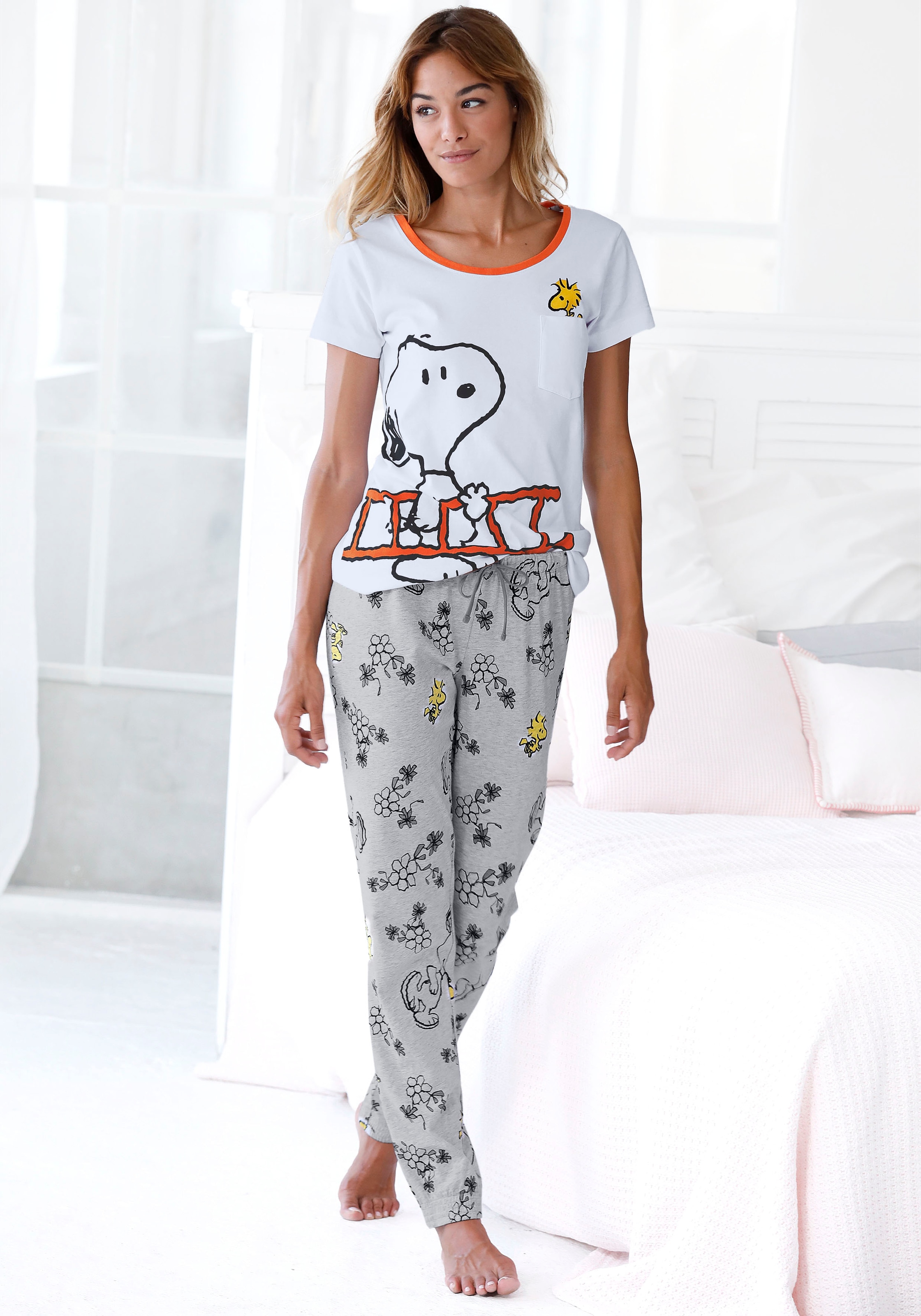 PEANUTS Pyjama, (2 tlg.), mit Snoopy und Woodstock Druck