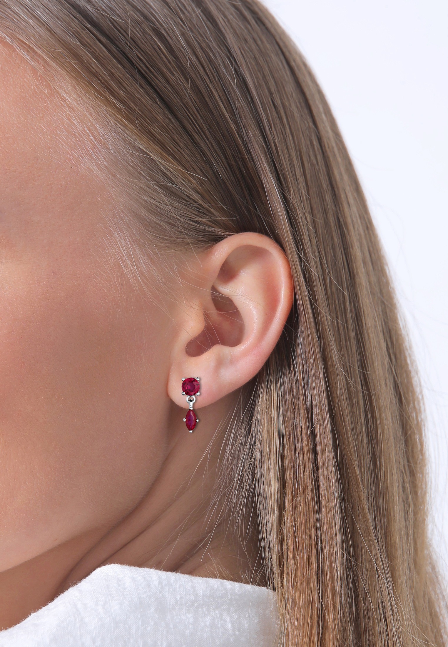 Elli Premium Paar Ohrstecker »Ohrringe Ohrhänger Rubin Rot 925 Sterling Silber«