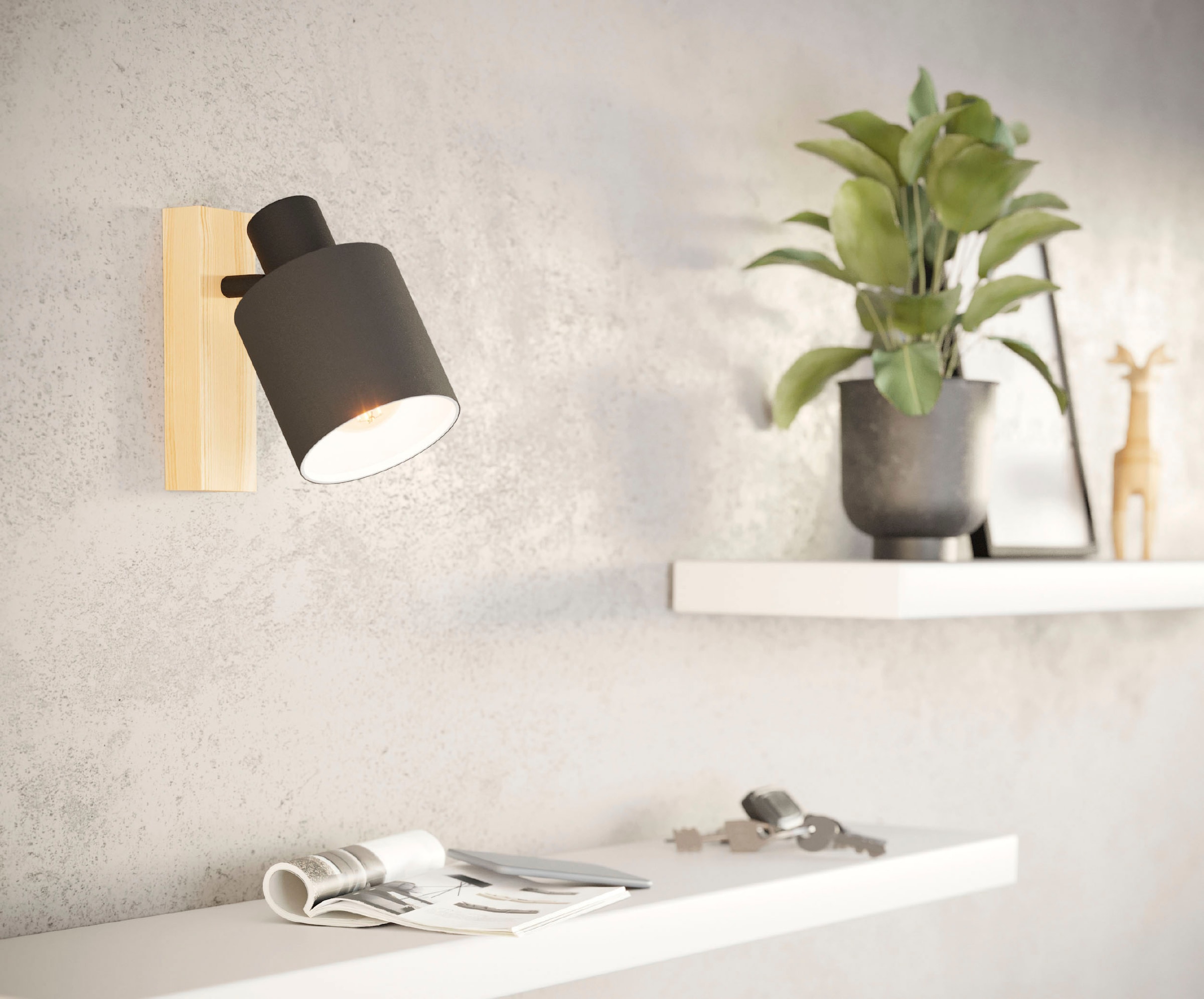 EGLO Deckenspot »BATALLAS«, Leuchtmittel E27 | Leuchtmittel wechselbar-ohne Leuchtmittel, Deckenspot in braun und schwarz aus Holz, Stahl - exkl. E27 - 10W
