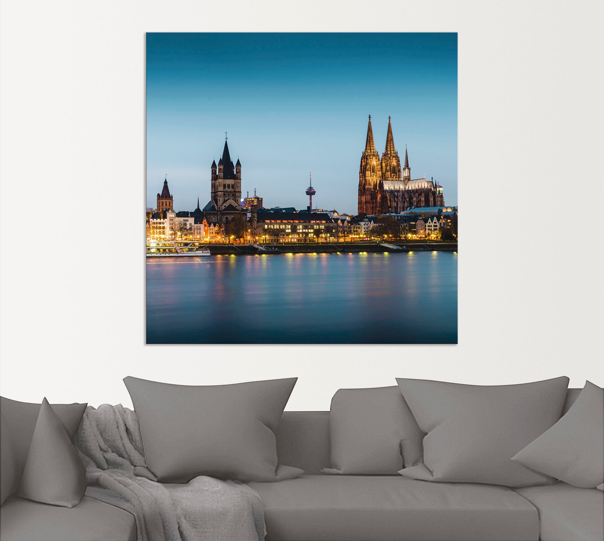 Artland Alu-Dibond-Druck »Köln Rheinpromenade« Deutschland 1 Stk. tlg. für Innen- und Außenbereich geeignet, Outdoorbild