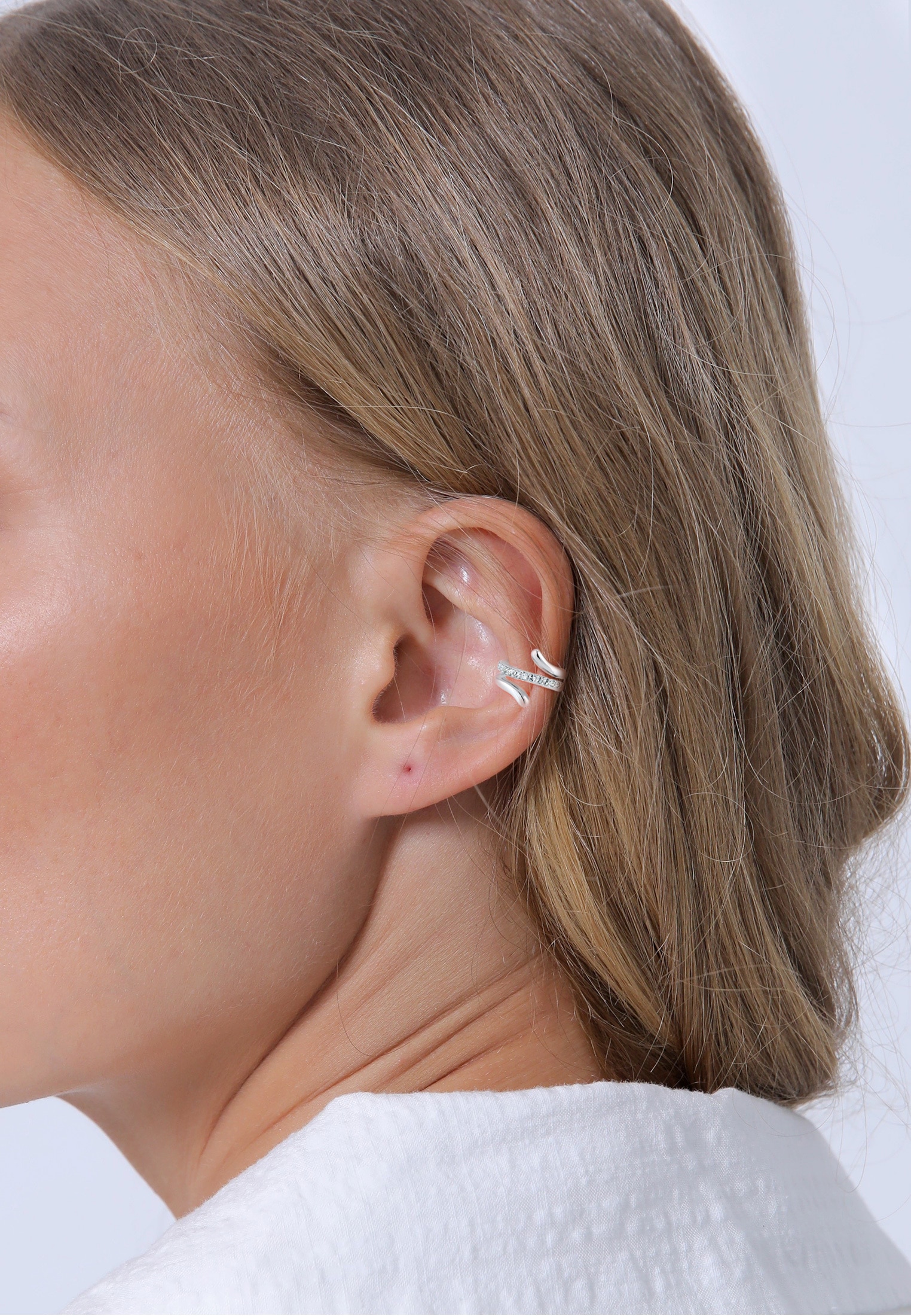 Elli Ohrklemme »Ohrringe Single Earcuff Twisted Kristalle Weiß 925 Sterling Silber«