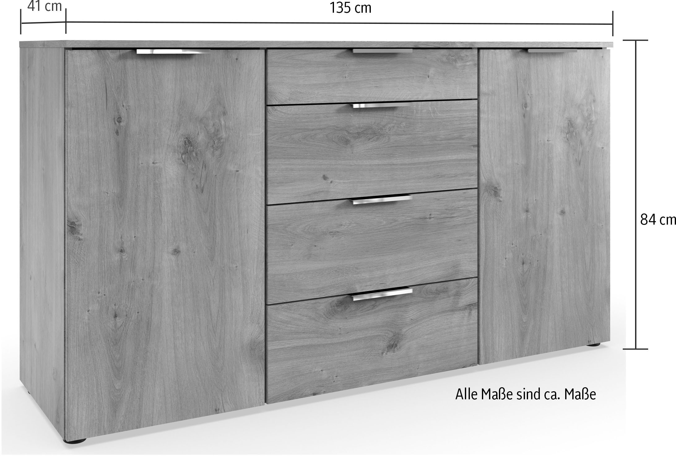 Wimex Kombikommode »Level by fresh to go«, 2-türig, mit 4 Schubladen und soft-close Funktion, 135cm breit