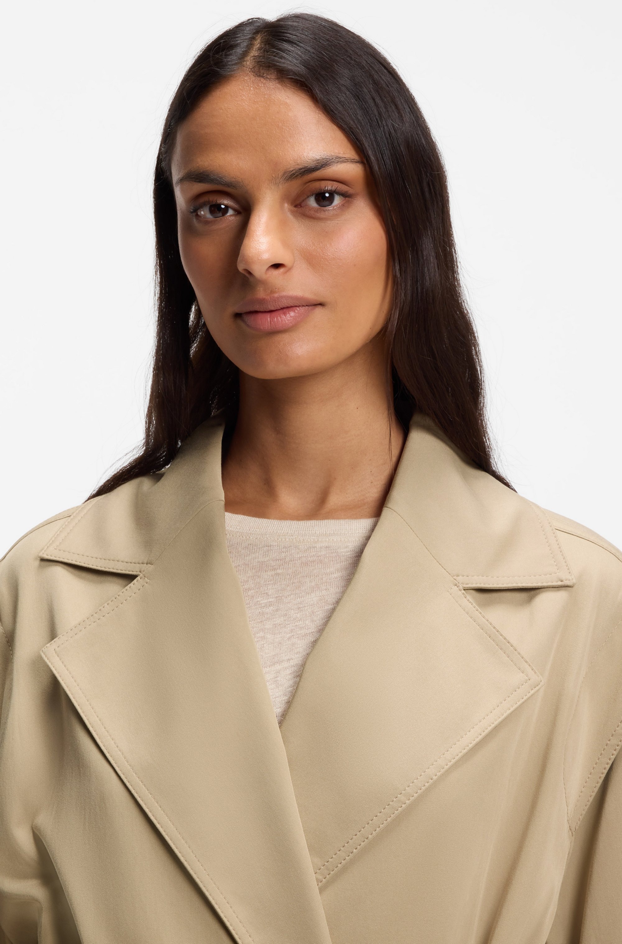 BOSS ORANGE Kurzjacke »Jophelia Premium Damenmode« aus softem Materialmix, mit Bindegürtel