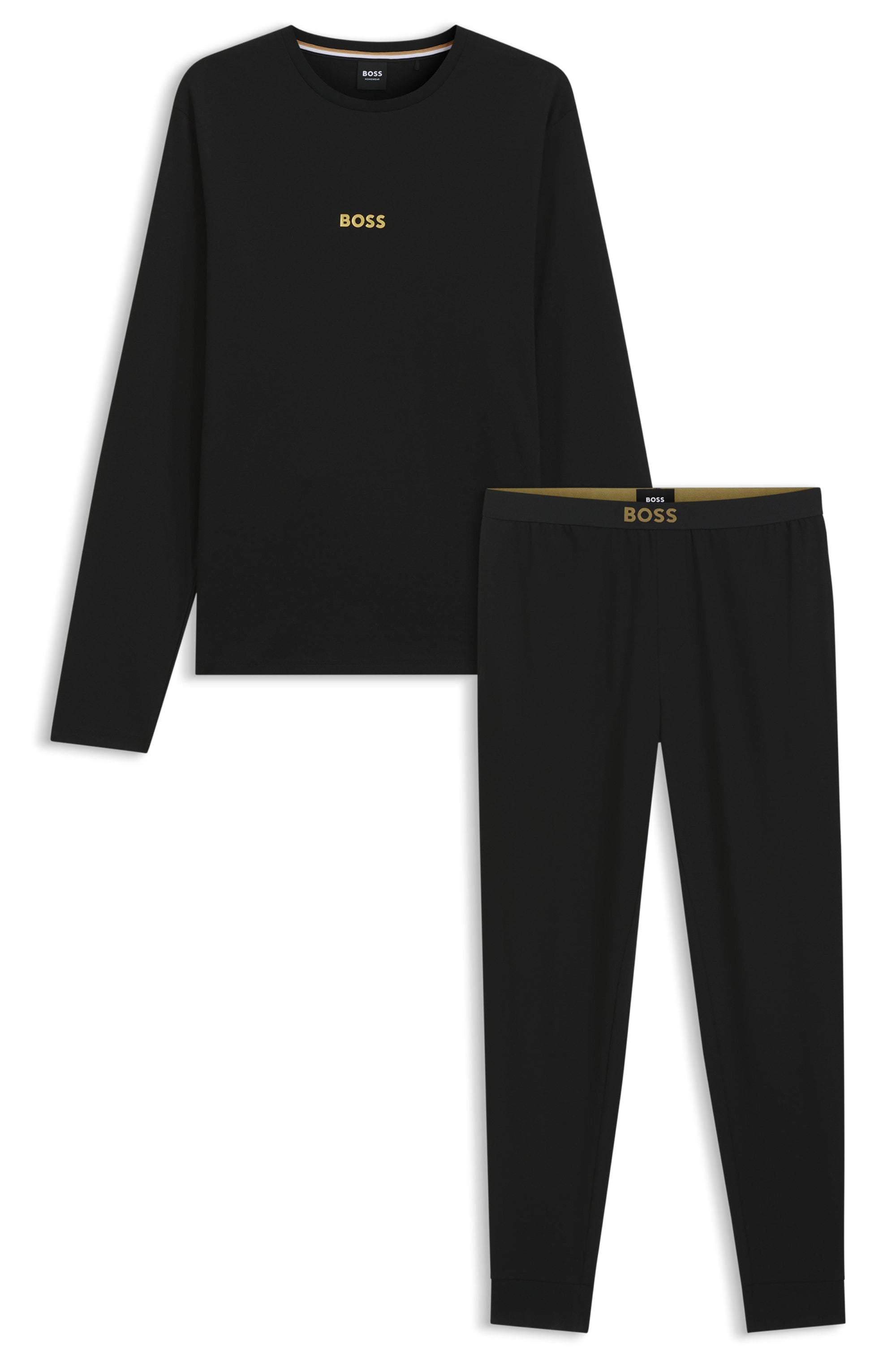 BOSS Pyjama »Xmas Long Set« 2 in Genschenkbox, aus Baumwolle mit Logo-Bund-Detail