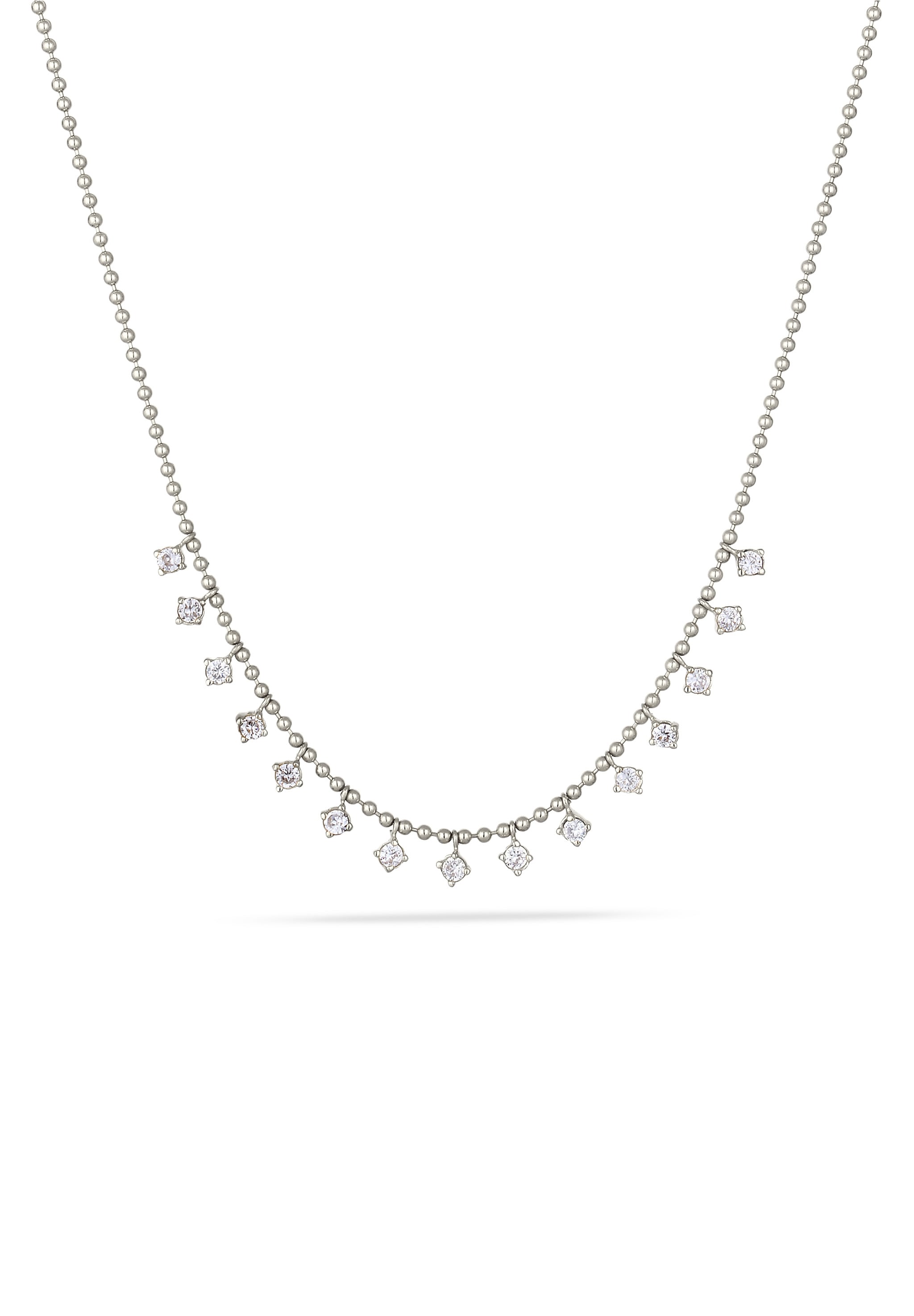 Elli Premium Silberkette »Halskette Kugelkette mit Zirkonia Weiß 925 Sterling Silber«