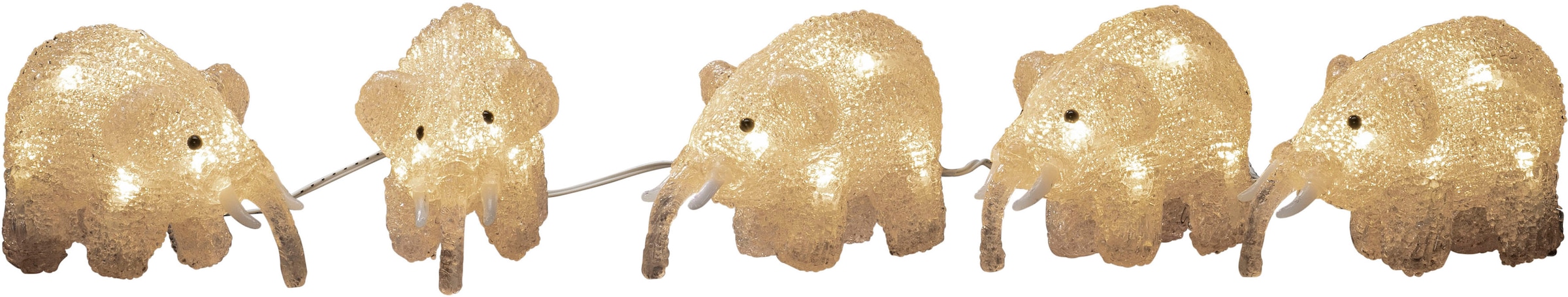 LED Dekofigur »LED Acryl Elefanten, 5er-Set, 40 warm weiße Dioden«, 40 flammig-flammig