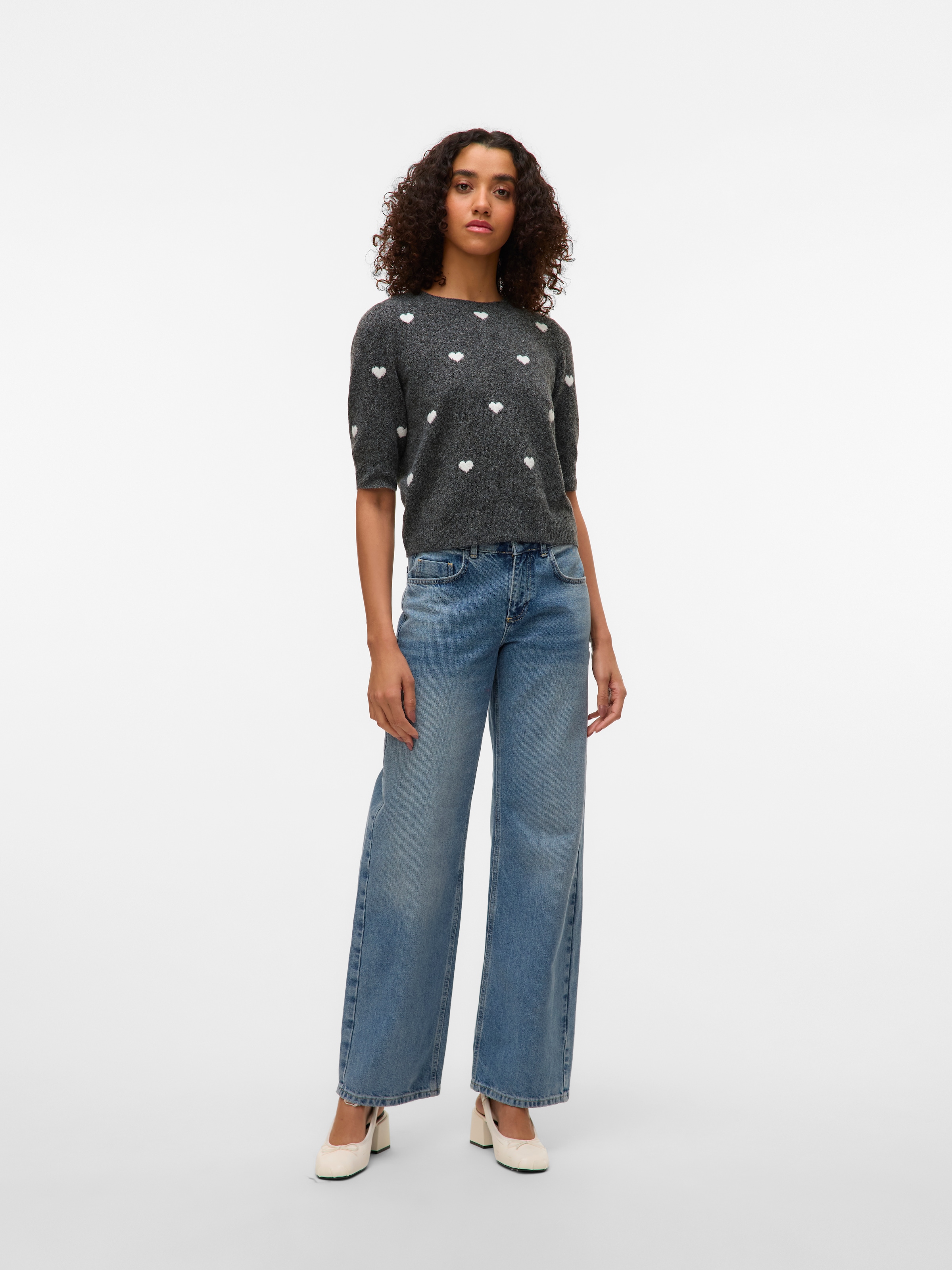 Vero Moda Kurzarmpullover »VMDOFFY INTARSIA 2/4 O-NK PULLOV GA NOOS«