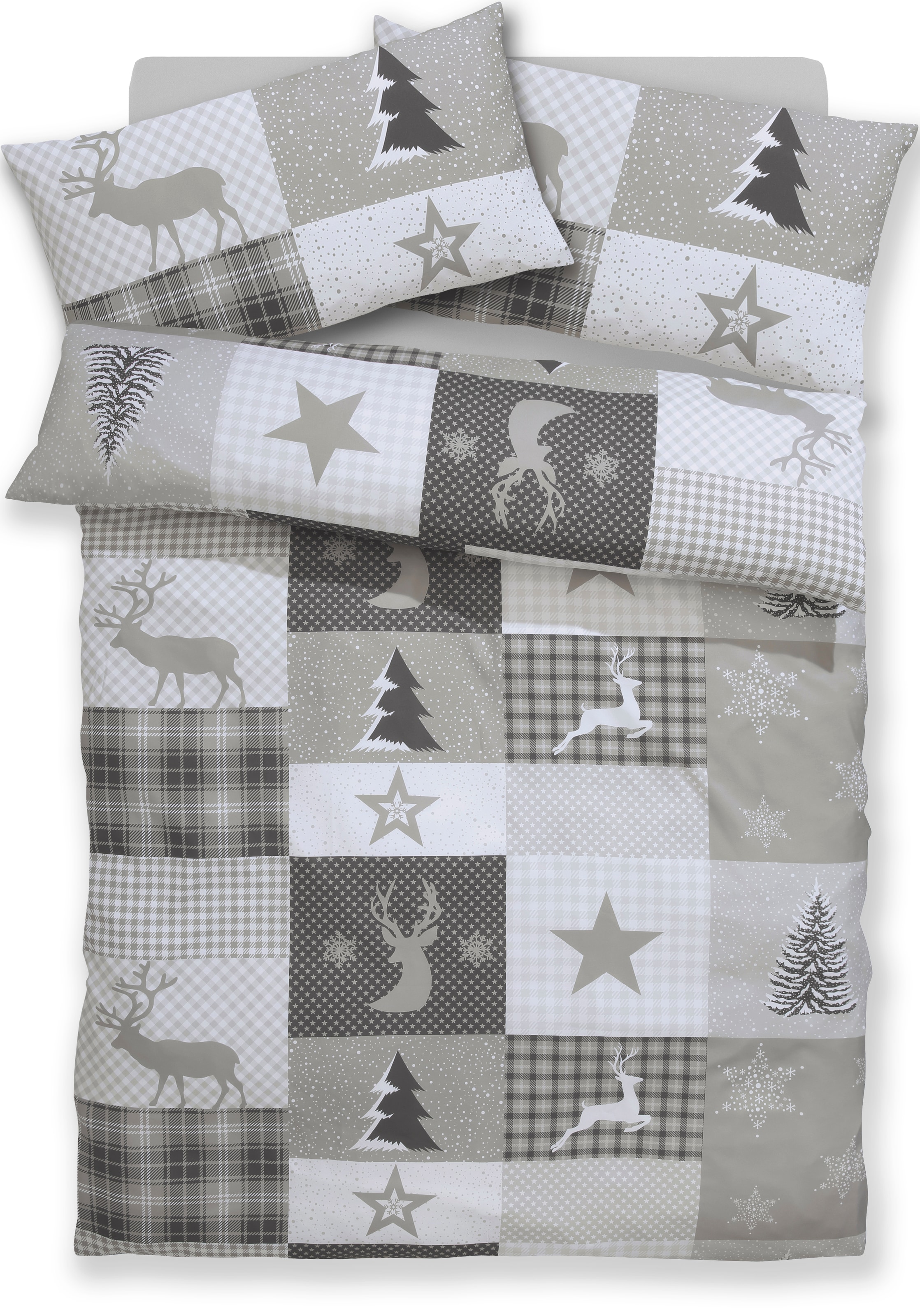 Home affaire Bettwäsche »Nicholas« 2 Stk. tlg. Weihnachtsbettwäsche, Winter, in 3 Qualitäten verfügbar