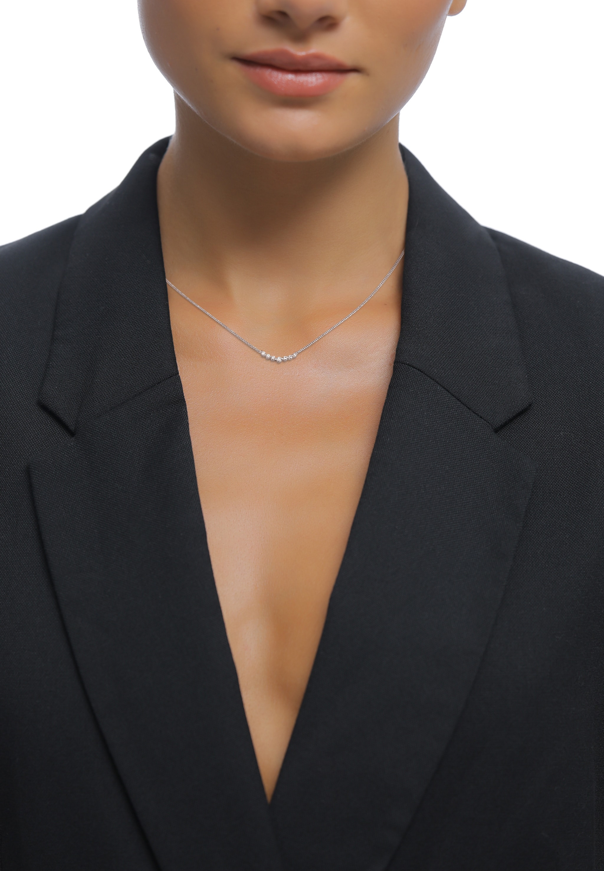 Elli DIAMONDS Silberkette »Halskette Laborgezüchtete Diamanten Weiß Brillantschliff (0.035 ct) 925 Sterling Silber«