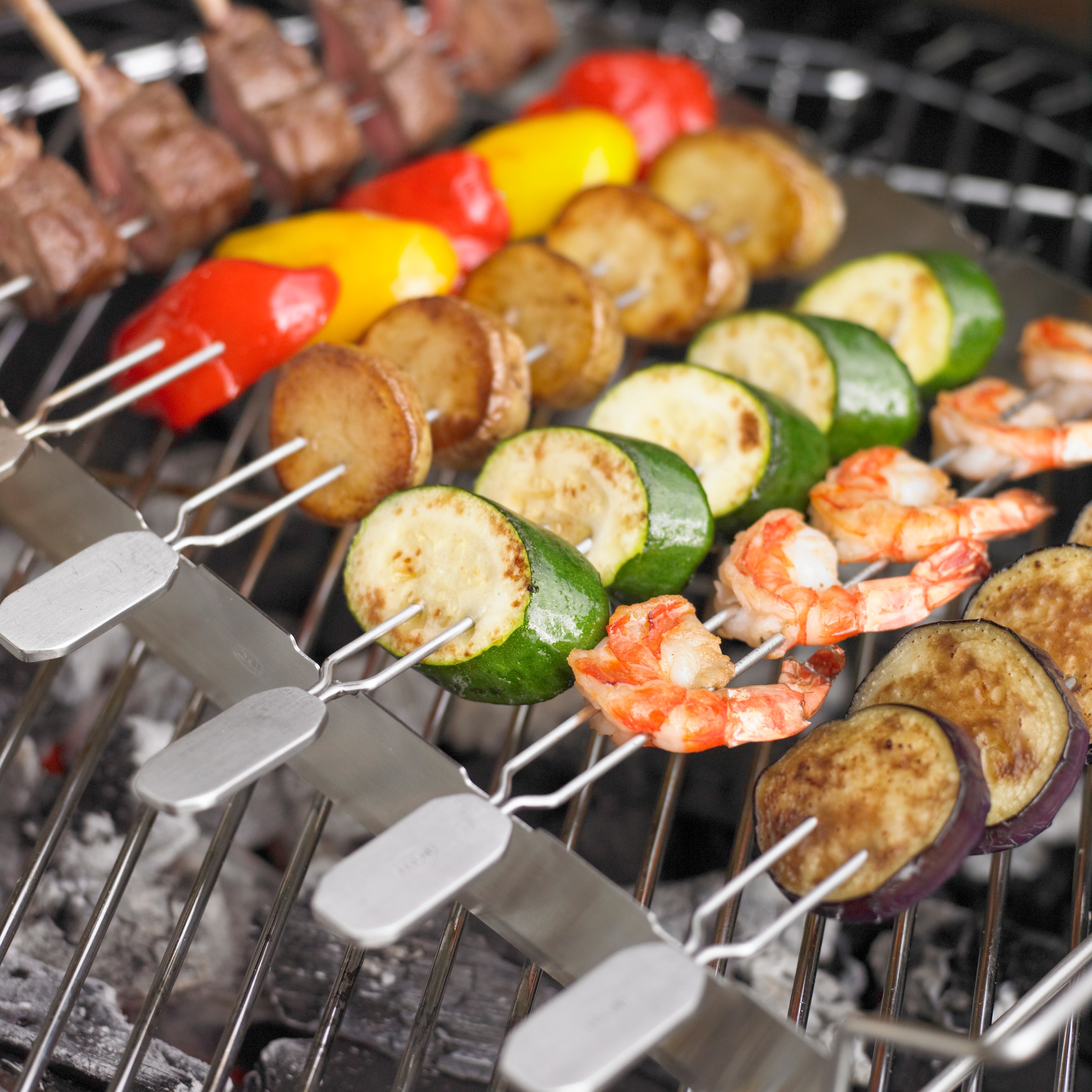 RÖSLE Grillspieß »25072«, (6 St.), Halter mit Grillspießen, für z.B. Schaschlik, Gemüse, aus Edelstahl