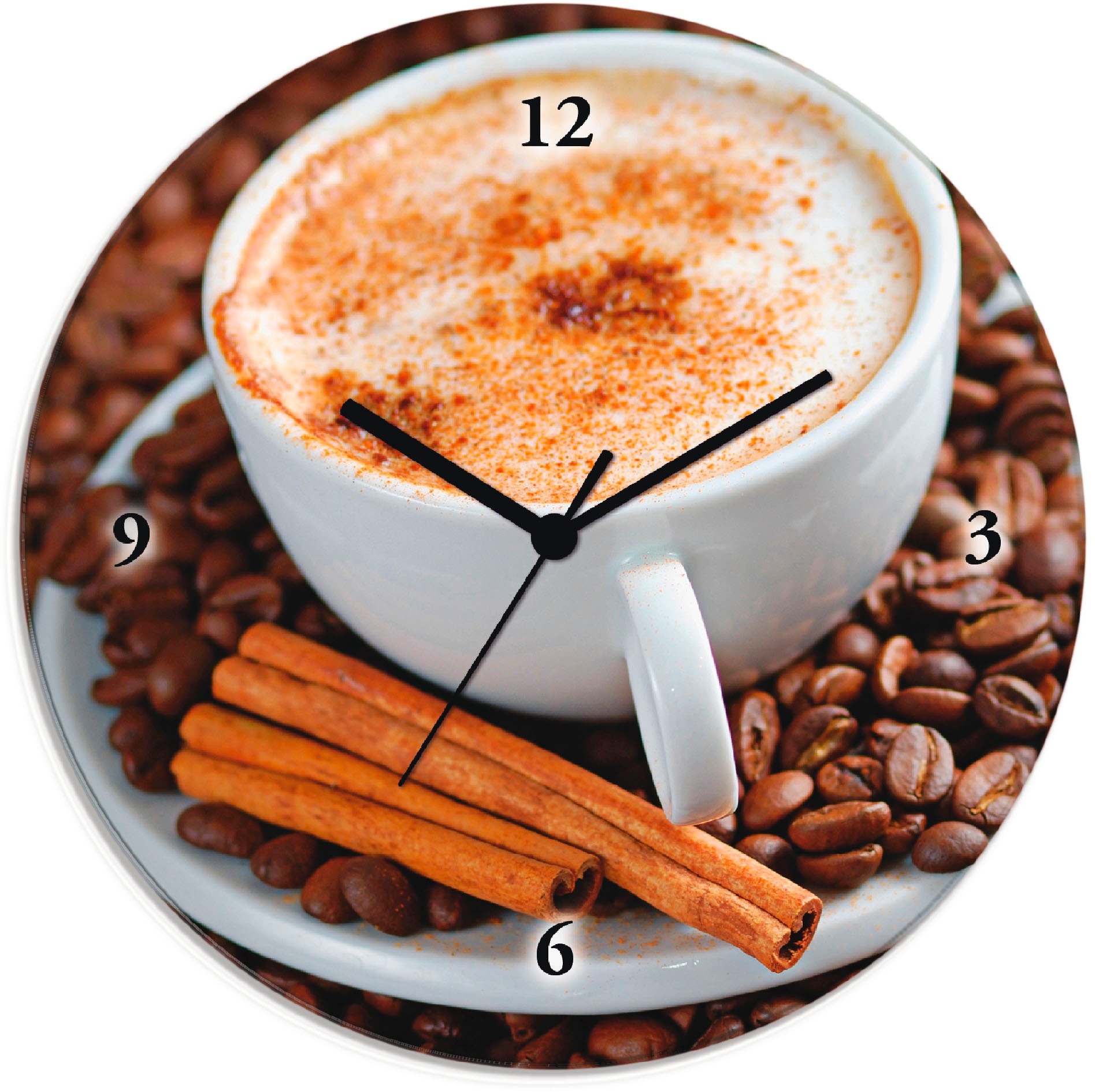 Wanduhr »Cappuccino - Kaffee«, wahlweise mit Quarz- oder Funkuhrwerk, lautlos ohne...