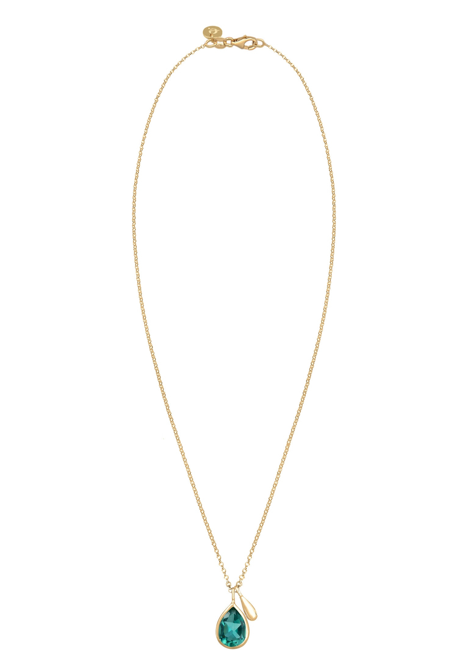 Elli Premium Silberkette »Halskette Tropfen Quarz Grün 925 Sterling Silber vergoldet«