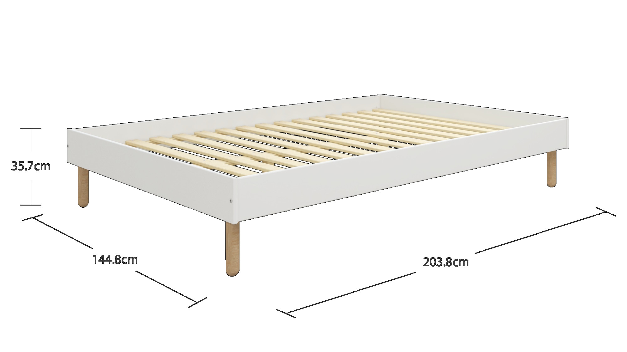 OTTO home Bett »Dagmar, Bettgestell, teilMDF, minimalistisches Design«, Breite 140 cm, inklusive feste Latten aus massiver Kiefer