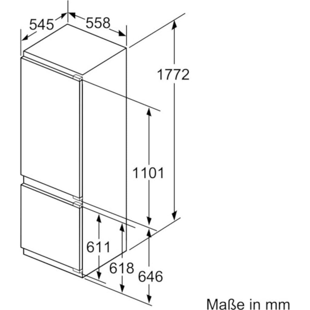 BOSCH Einbaukühlgefrierkombination »KIS87ADD0«, KIS87ADD0, 177,2 cm hoch, 55,8 cm breit