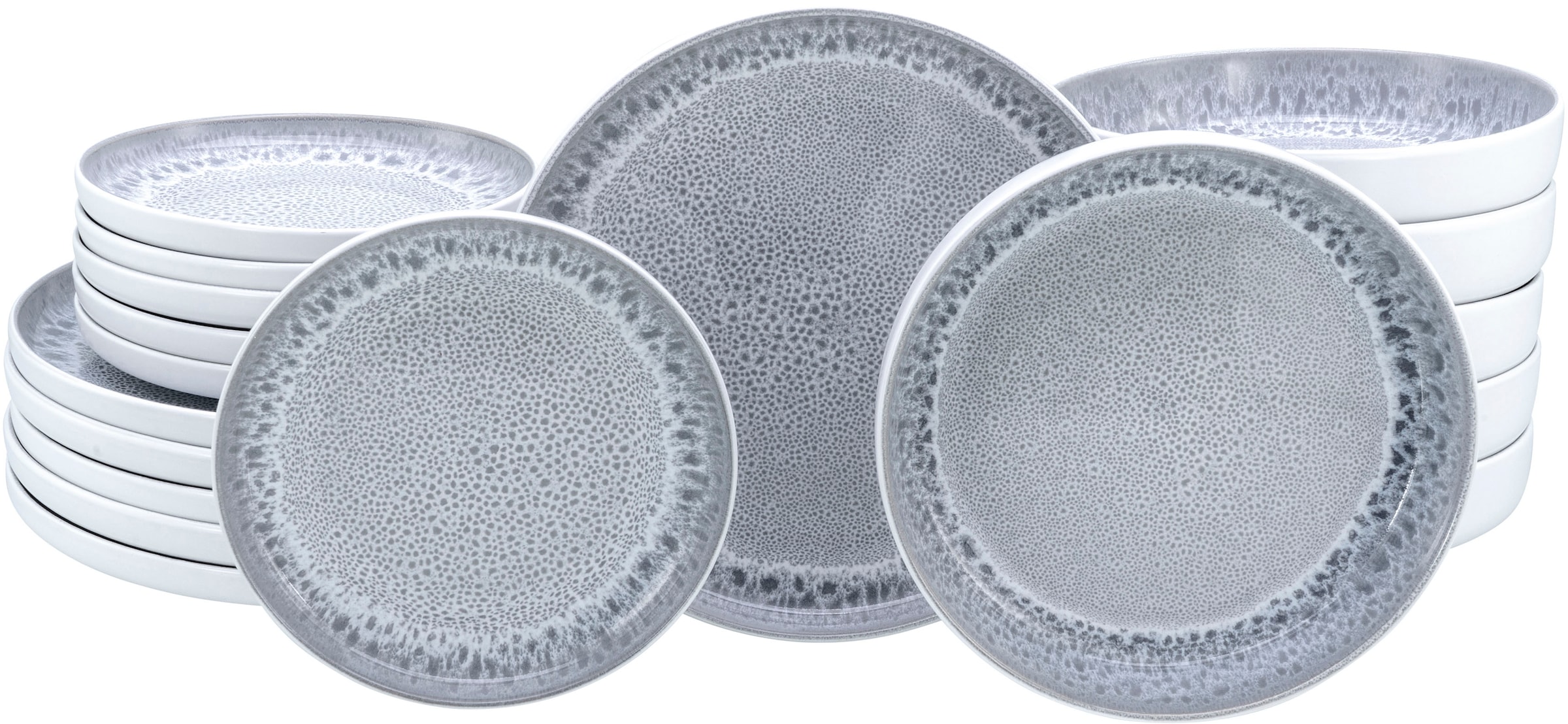 OTTO home Teller-Set »modernes Geschirr-Set, Service Lykk« hohe Haltbarkeit, spülmaschinen- & mikrowellengeeignet, Reaktivglasur