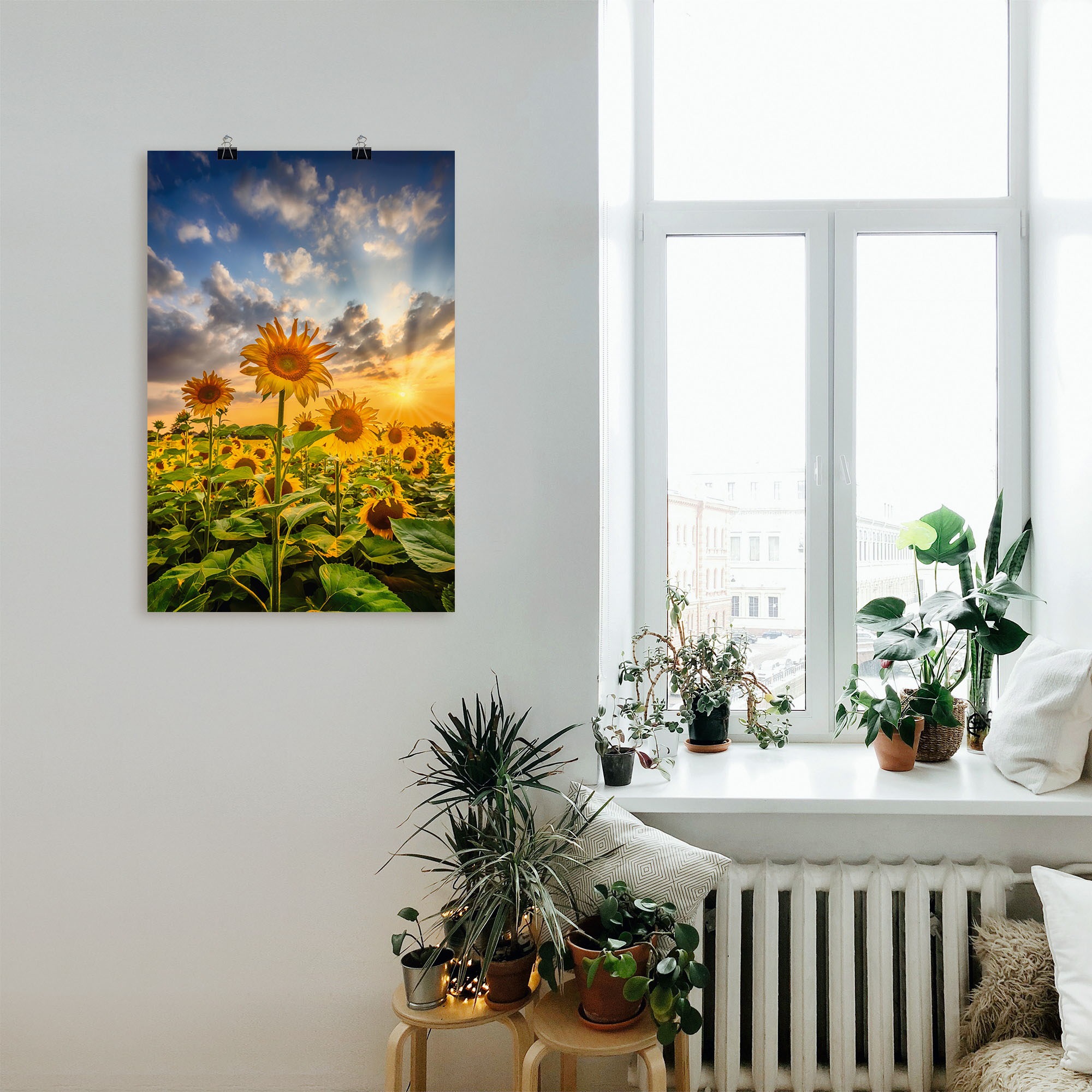 Artland Wandbild »Sonnenblumen im Sonnenuntergang« Blumenbilder 1 Stk. tlg. als Leinwandbild, Poster in verschied. Größen